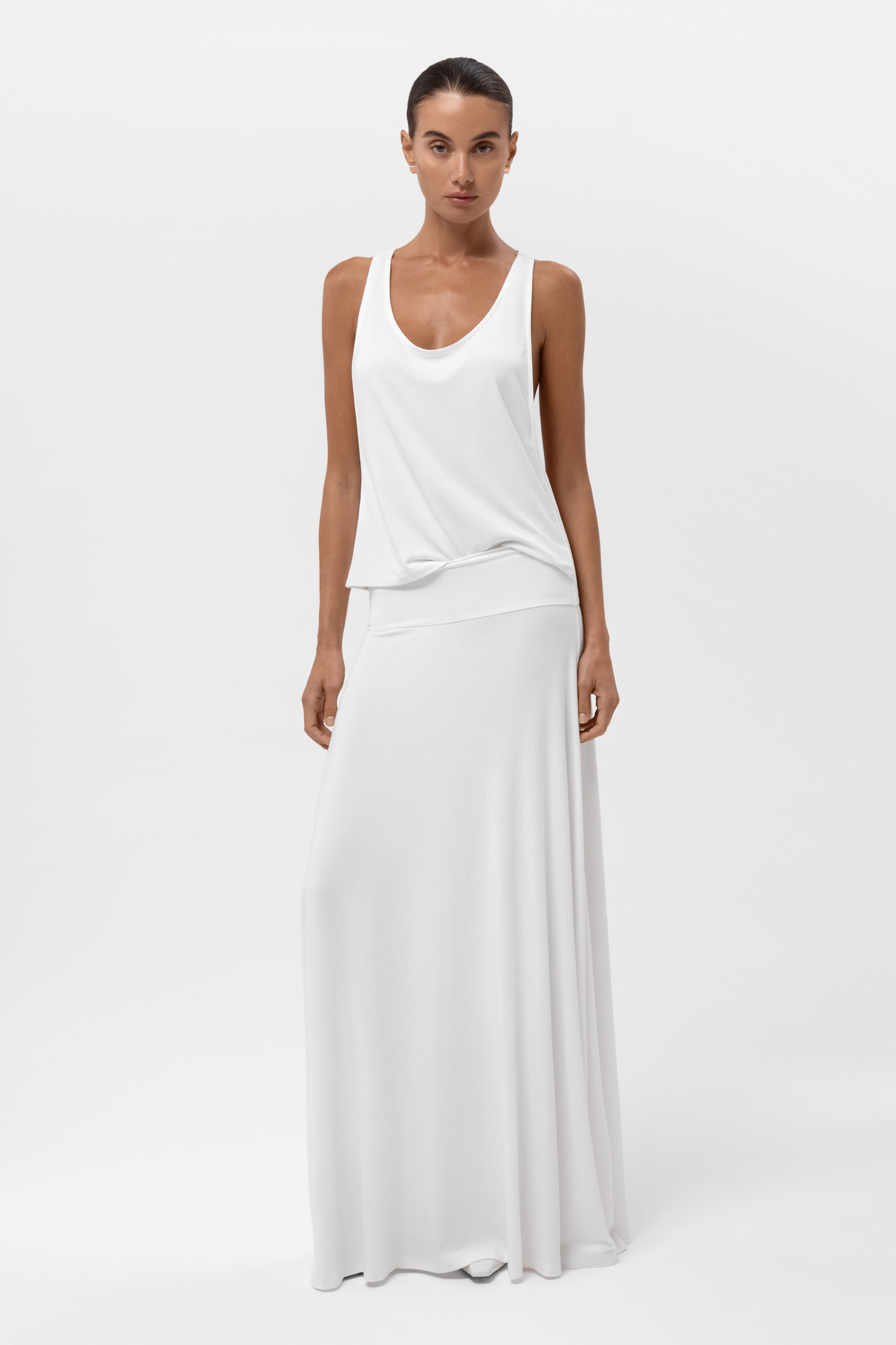 Everyday Jersey Fluid Waistband Maxi Skirt - White
