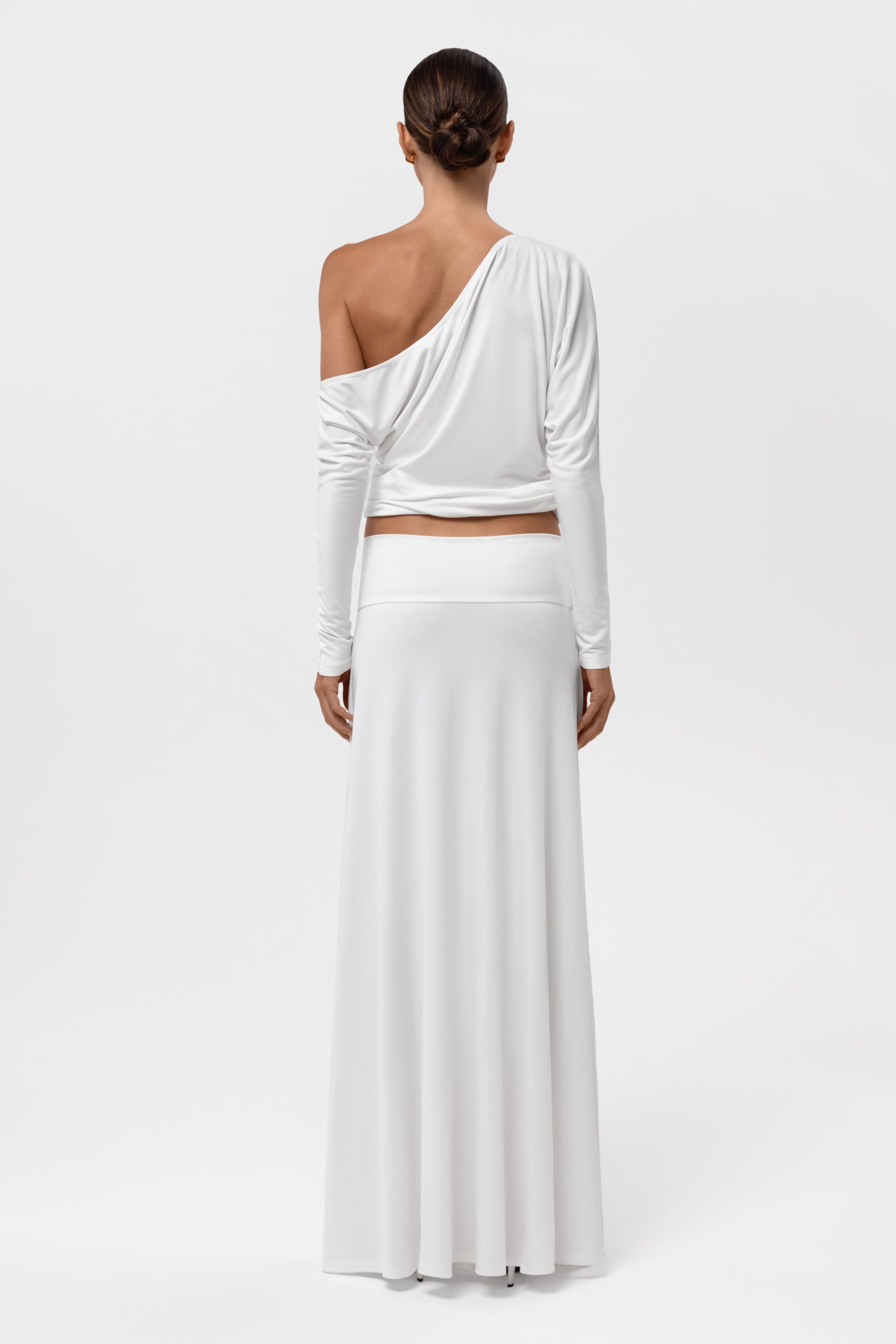 Everyday Jersey Fluid Waistband Maxi Skirt - White
