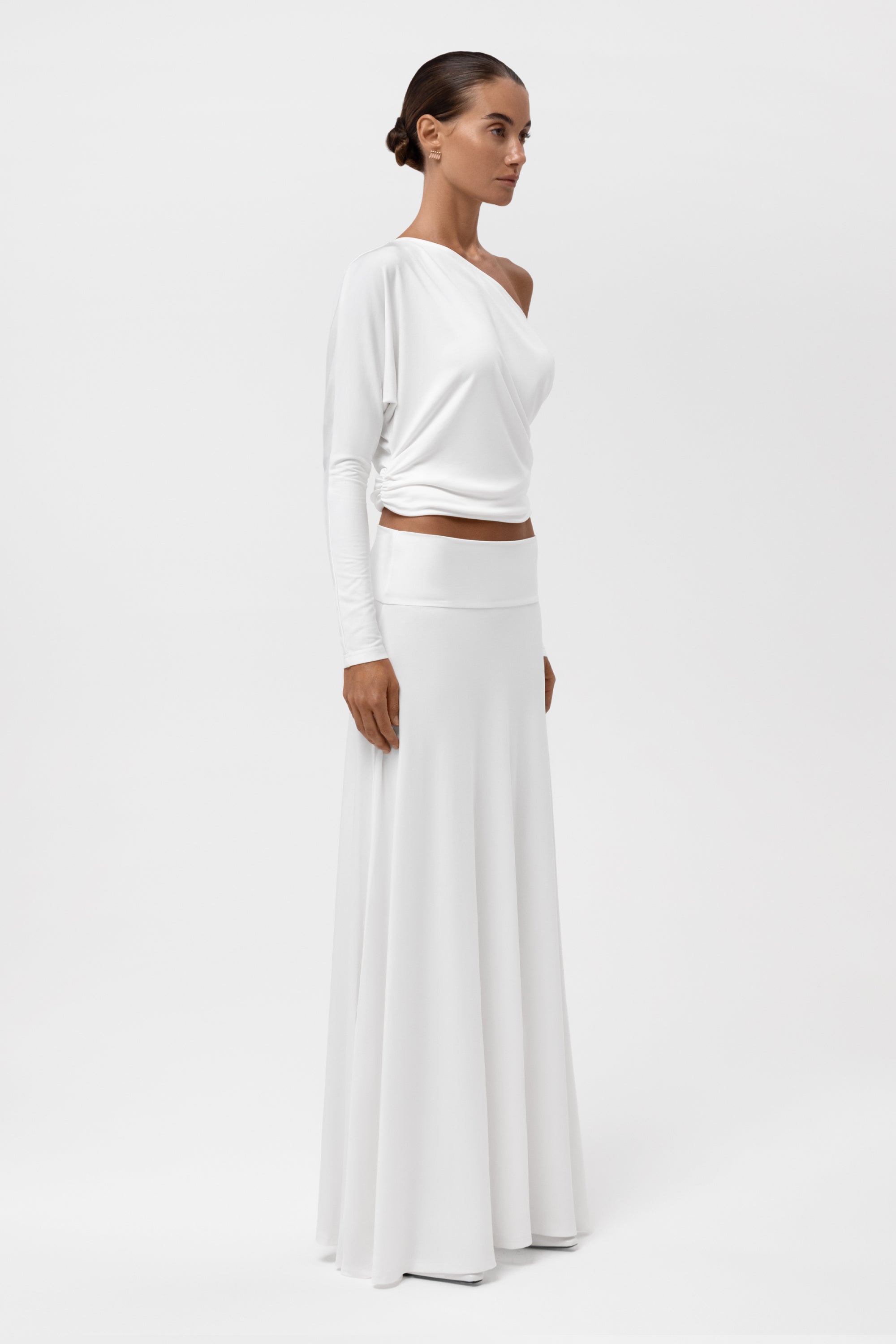 Everyday Jersey Fluid Waistband Maxi Skirt - White