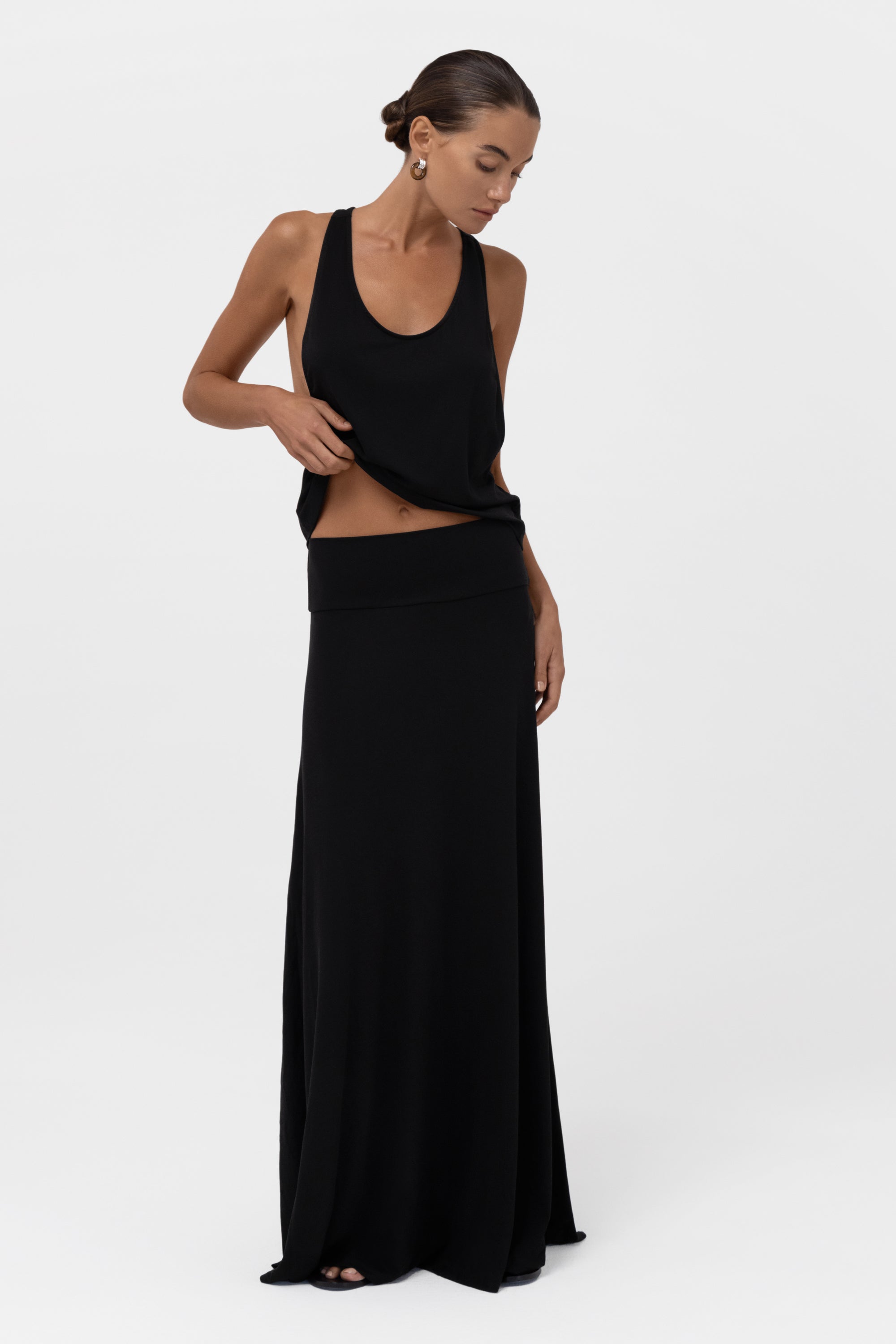 Everyday Jersey Fluid Waistband Maxi Skirt - Black