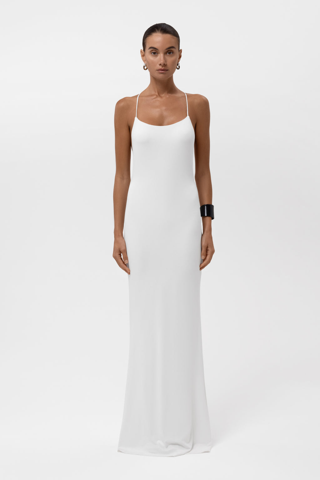 Jolie Jersey Drape Maxi Dress - White