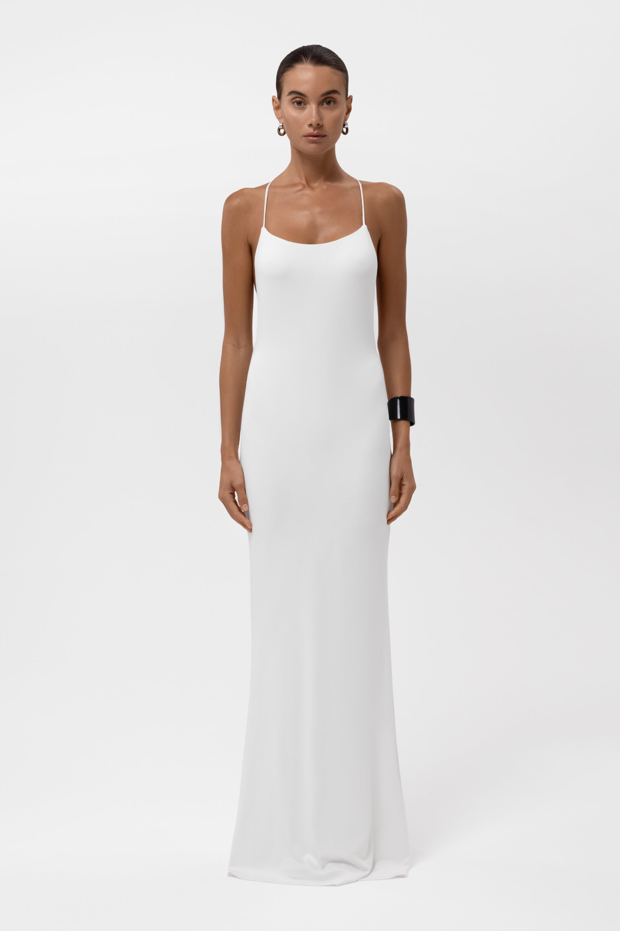 Jolie Jersey Drape Maxi Dress - White