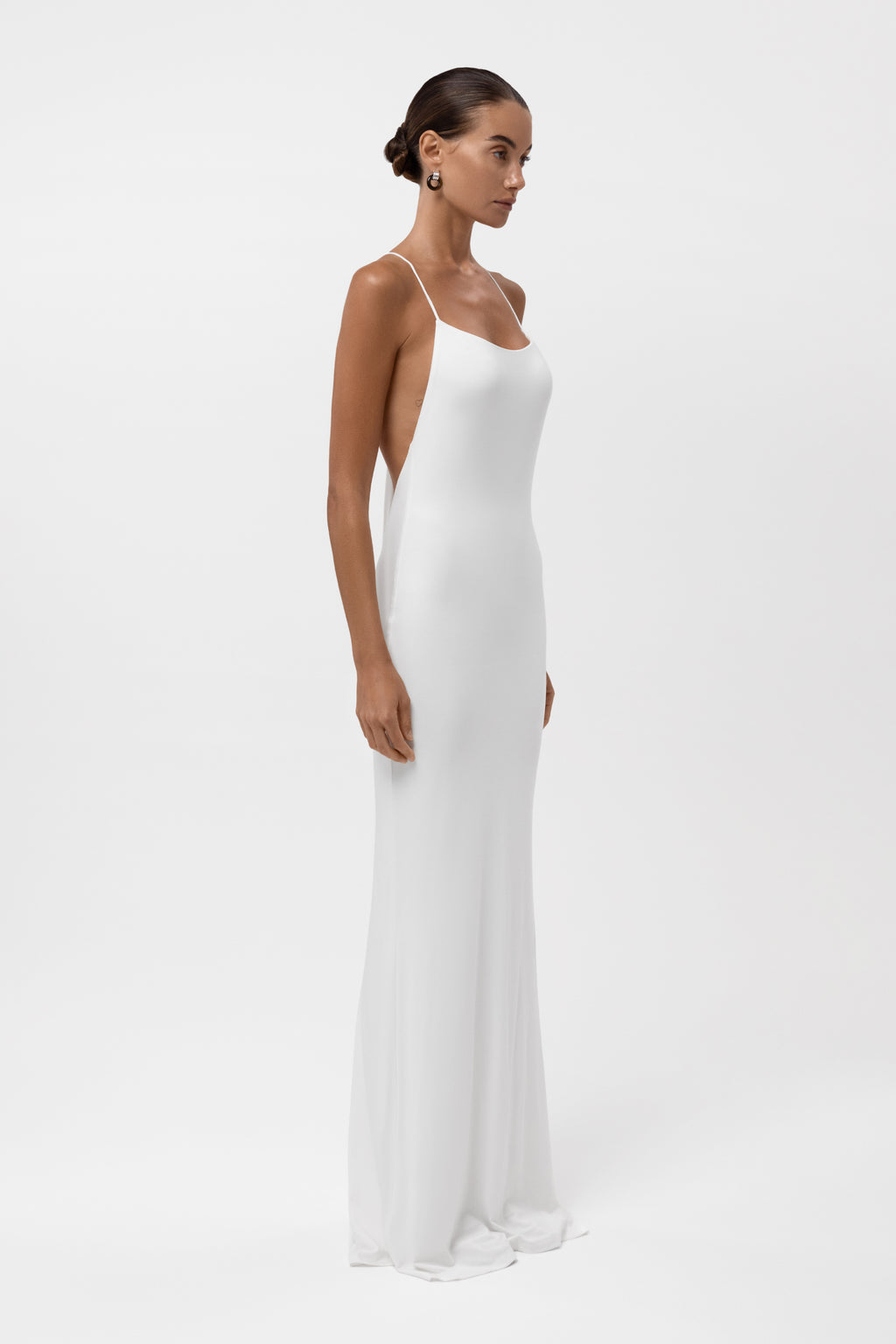 Jolie Jersey Drape Maxi Dress - White