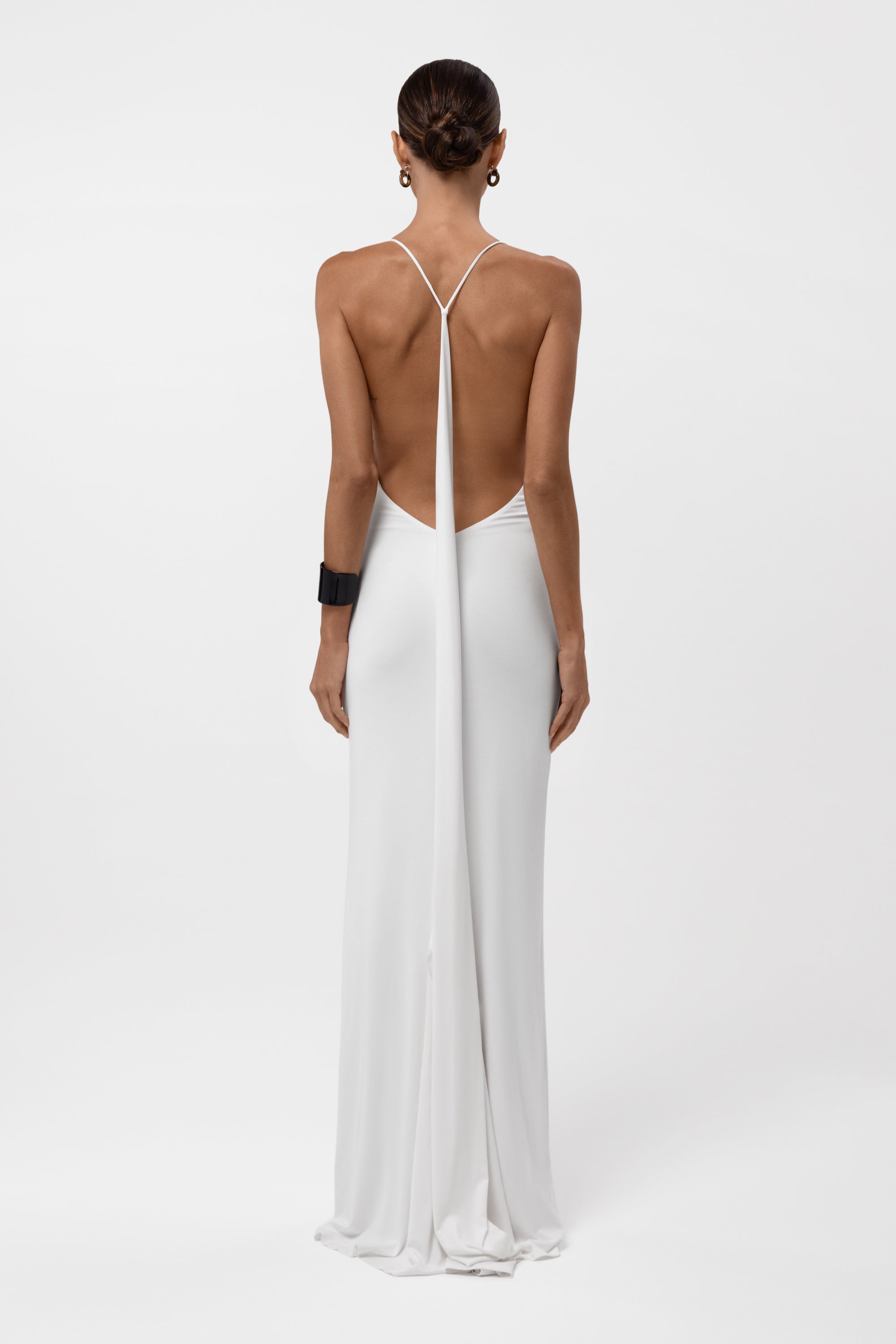Jolie Jersey Drape Maxi Dress - White