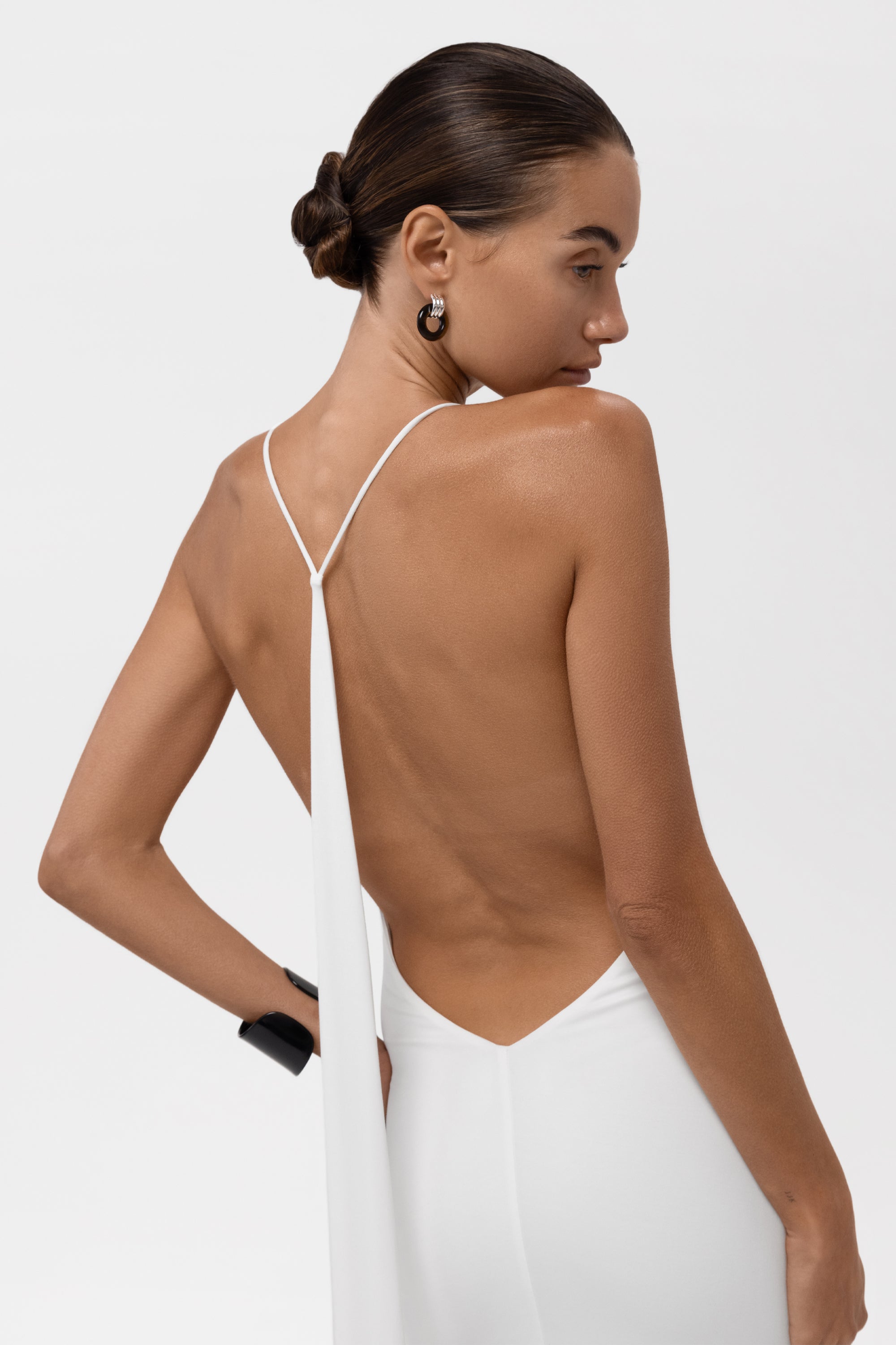 Jolie Jersey Drape Maxi Dress - White