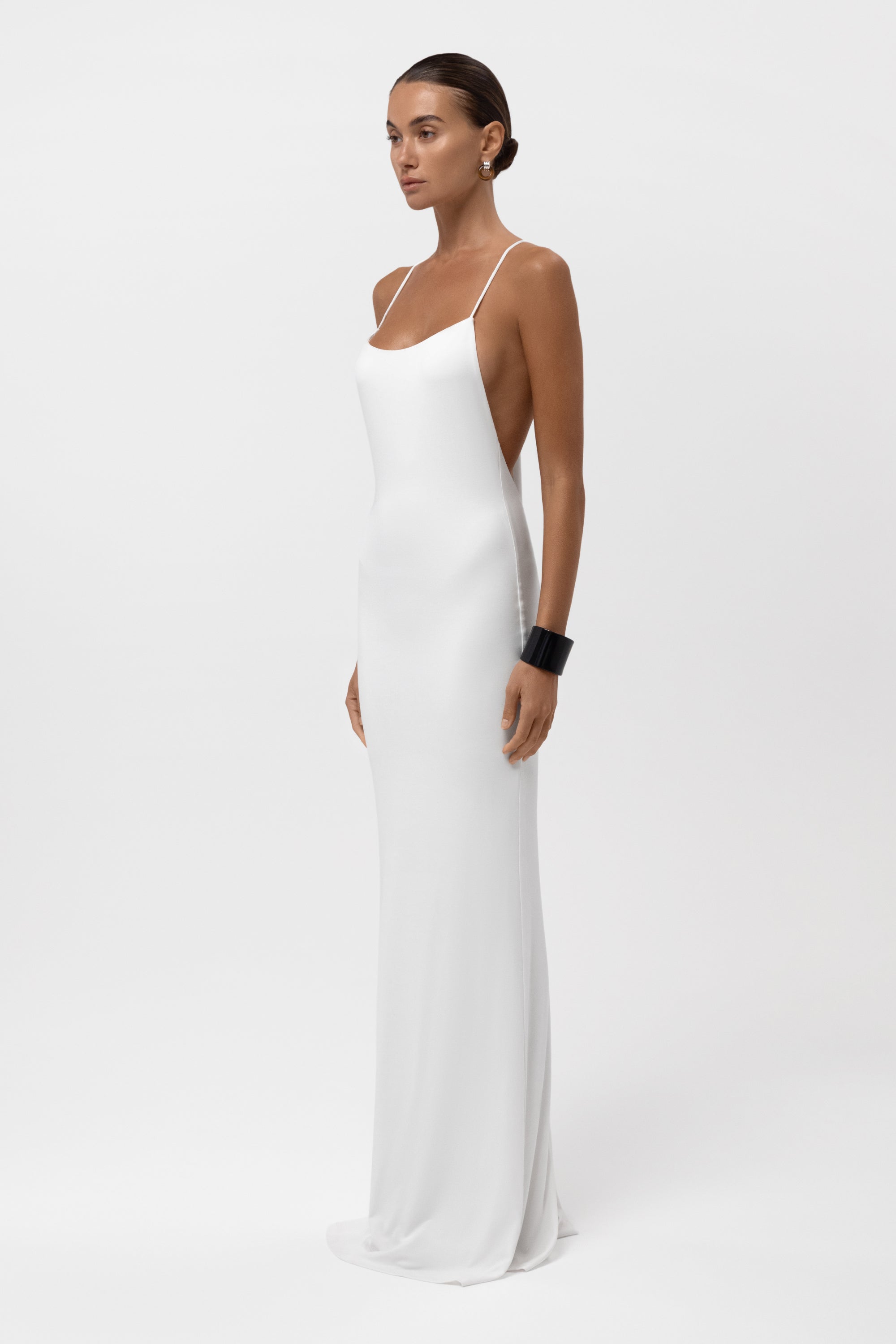 Jolie Jersey Drape Maxi Dress - White