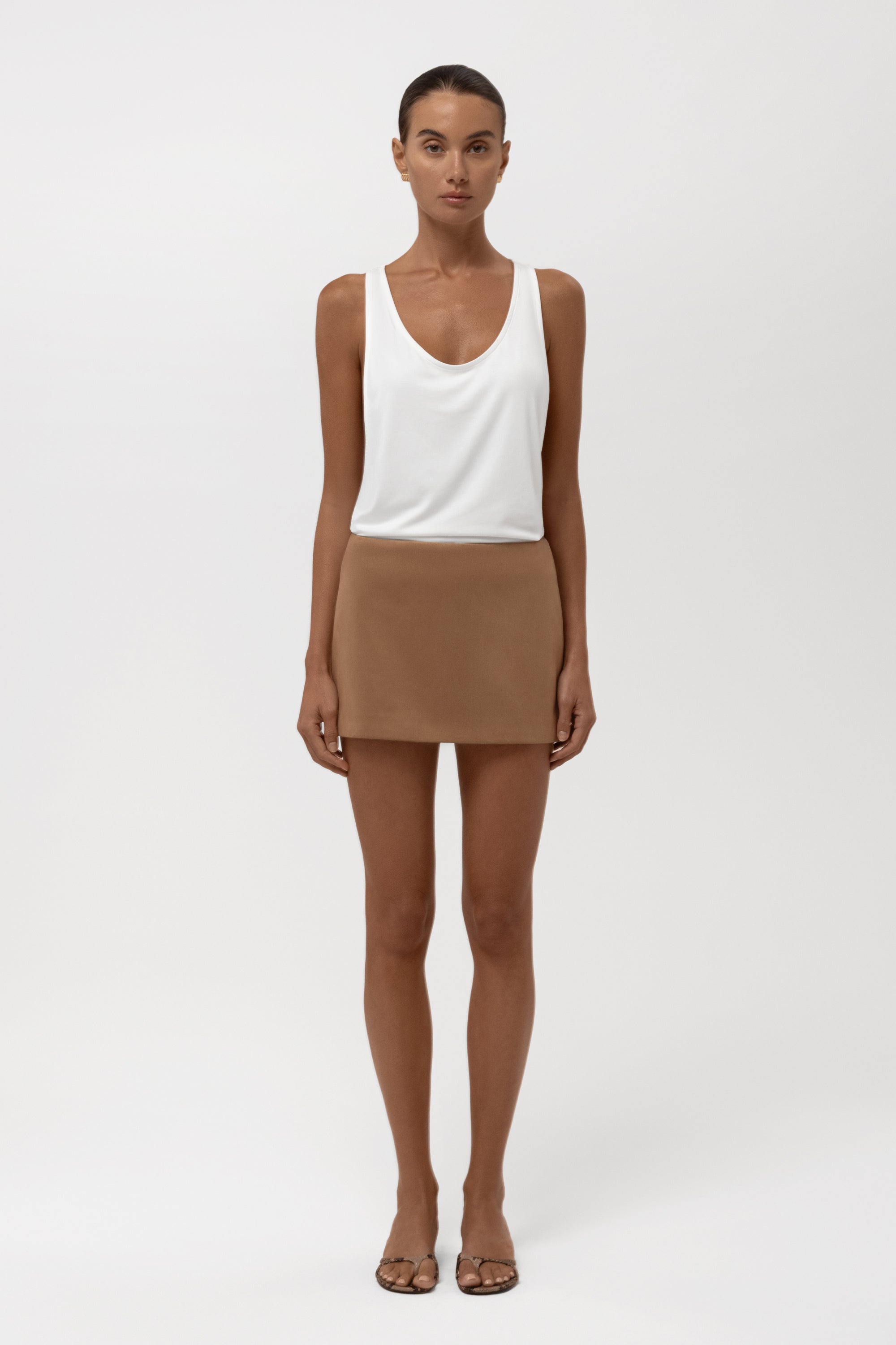 Faux Suede Micro Mini Skirt - Camel