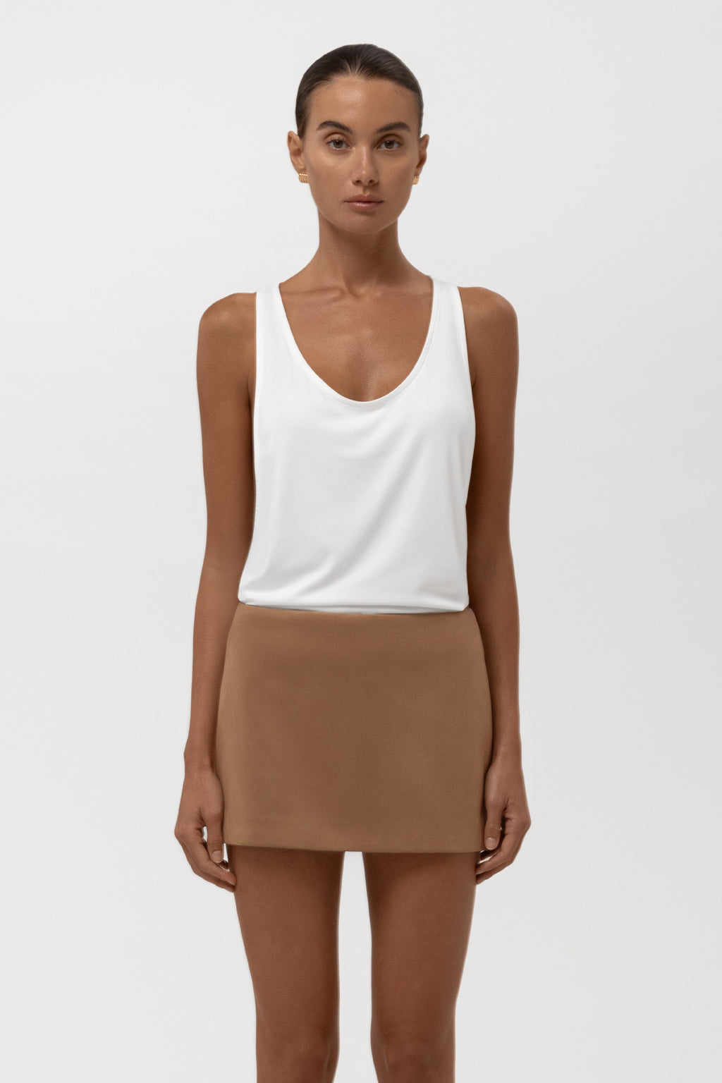 Faux Suede Micro Mini Skirt - Camel