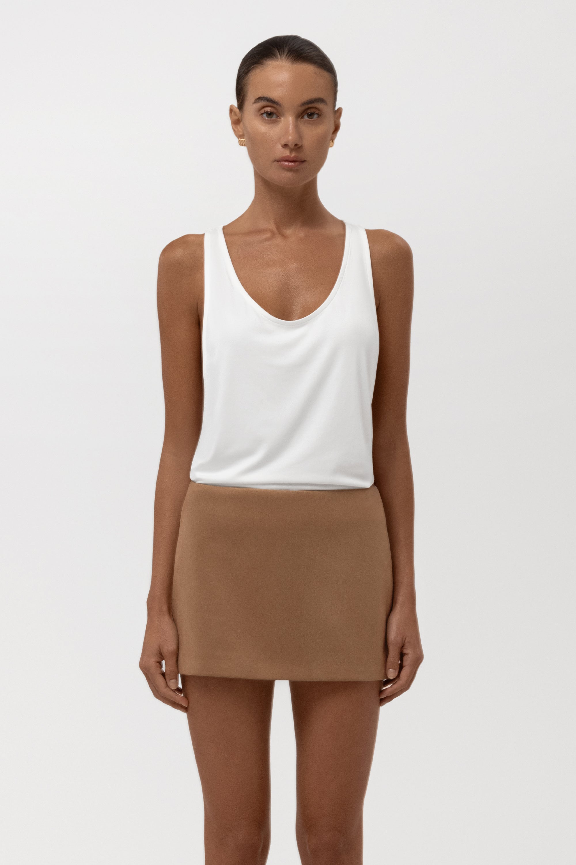 Faux Suede Micro Mini Skirt - Camel