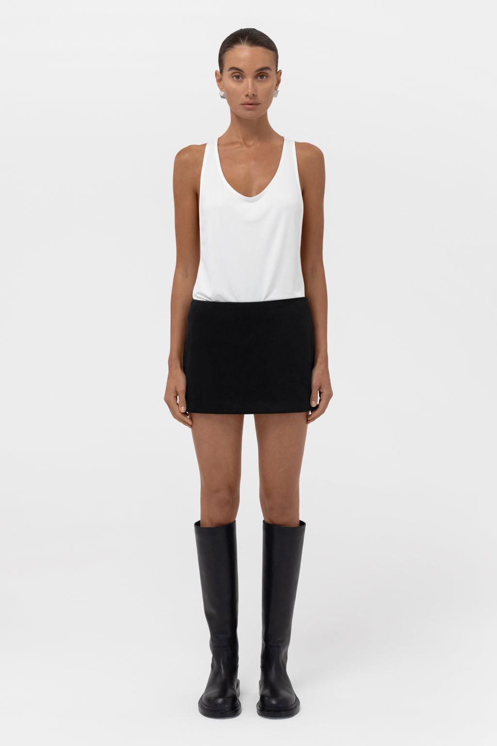 Faux Suede Micro Mini Skirt - Black