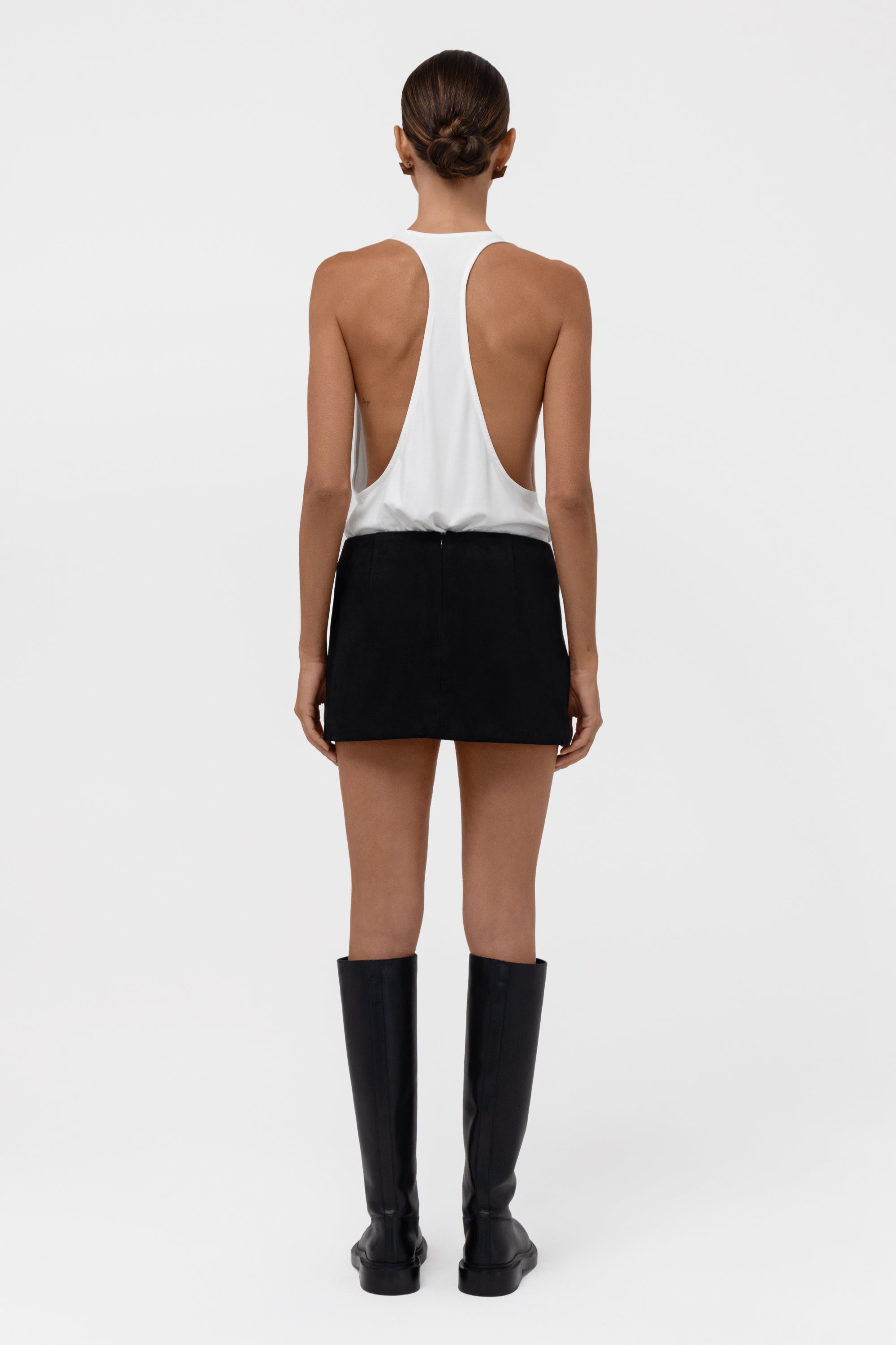 Faux Suede Micro Mini Skirt - Black