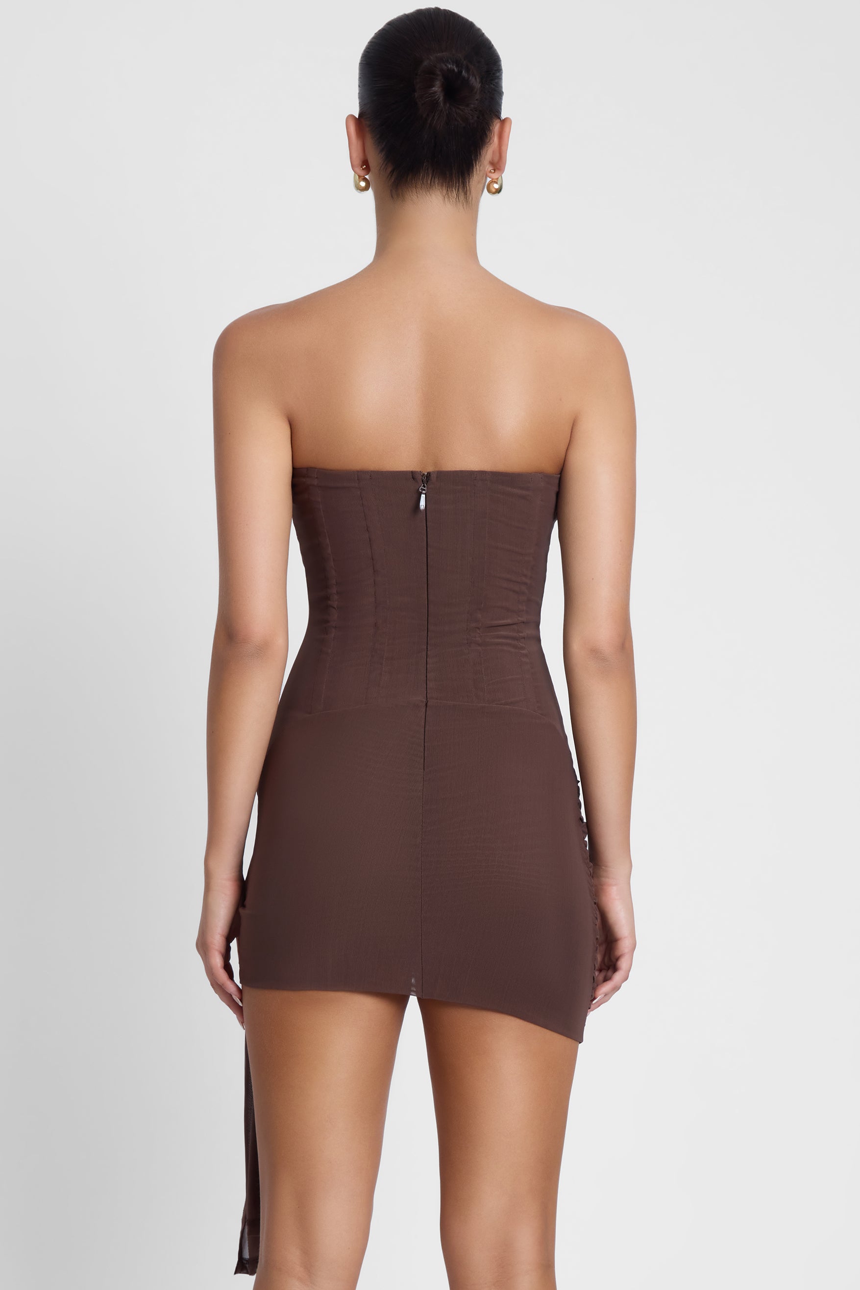 LEAU Mira Mesh Corset Dress in Brown, Women's M at Urban Outfitters LEAU Mira Mesh Corset Dress in Brown, Women's M at Urban Outfitters
