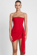 Mira Mesh Corset Dress - Red
