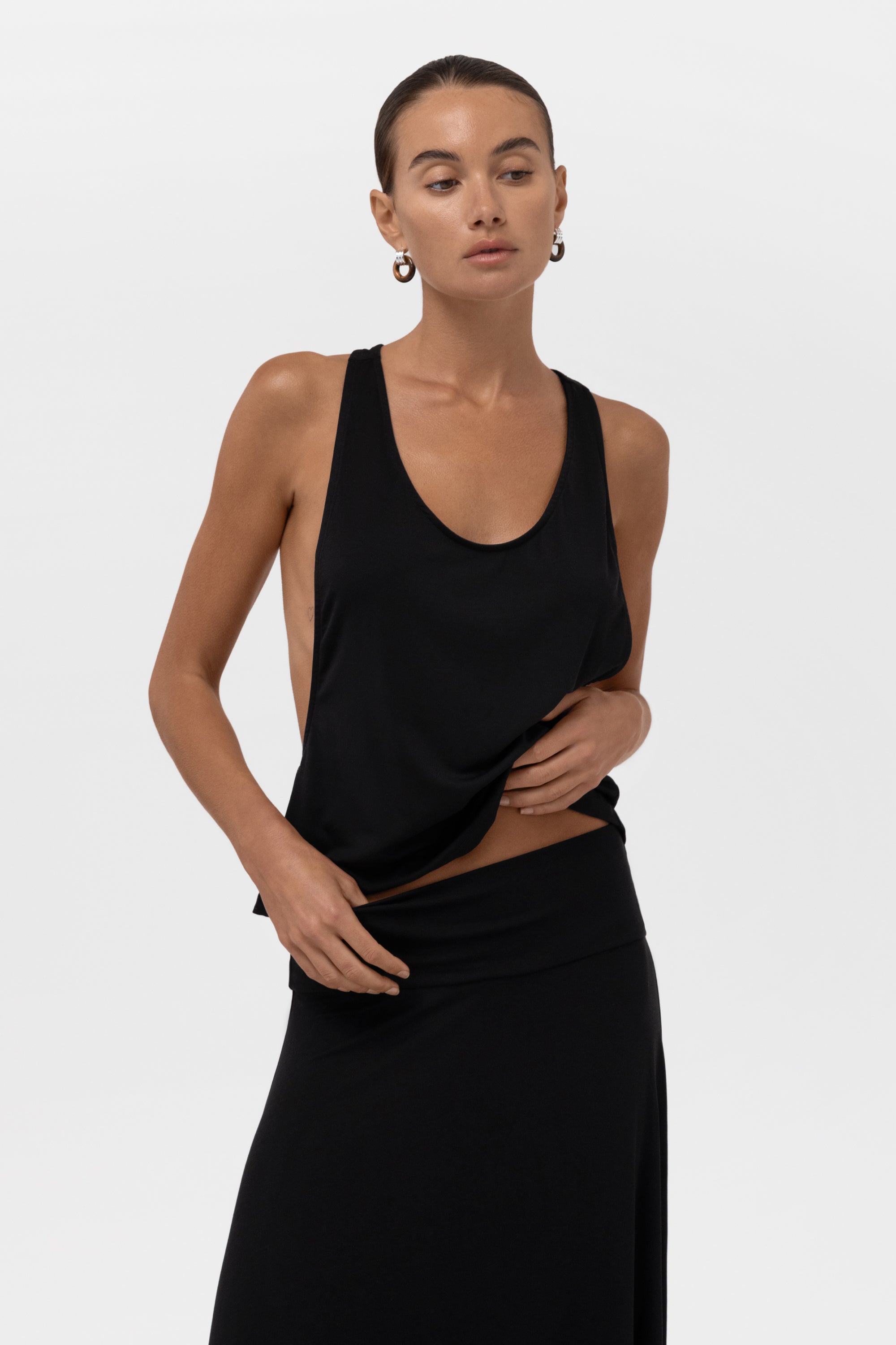 Everyday Jersey Racerback Top - Black