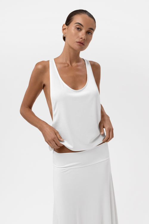 Everyday Jersey Racerback Top - White