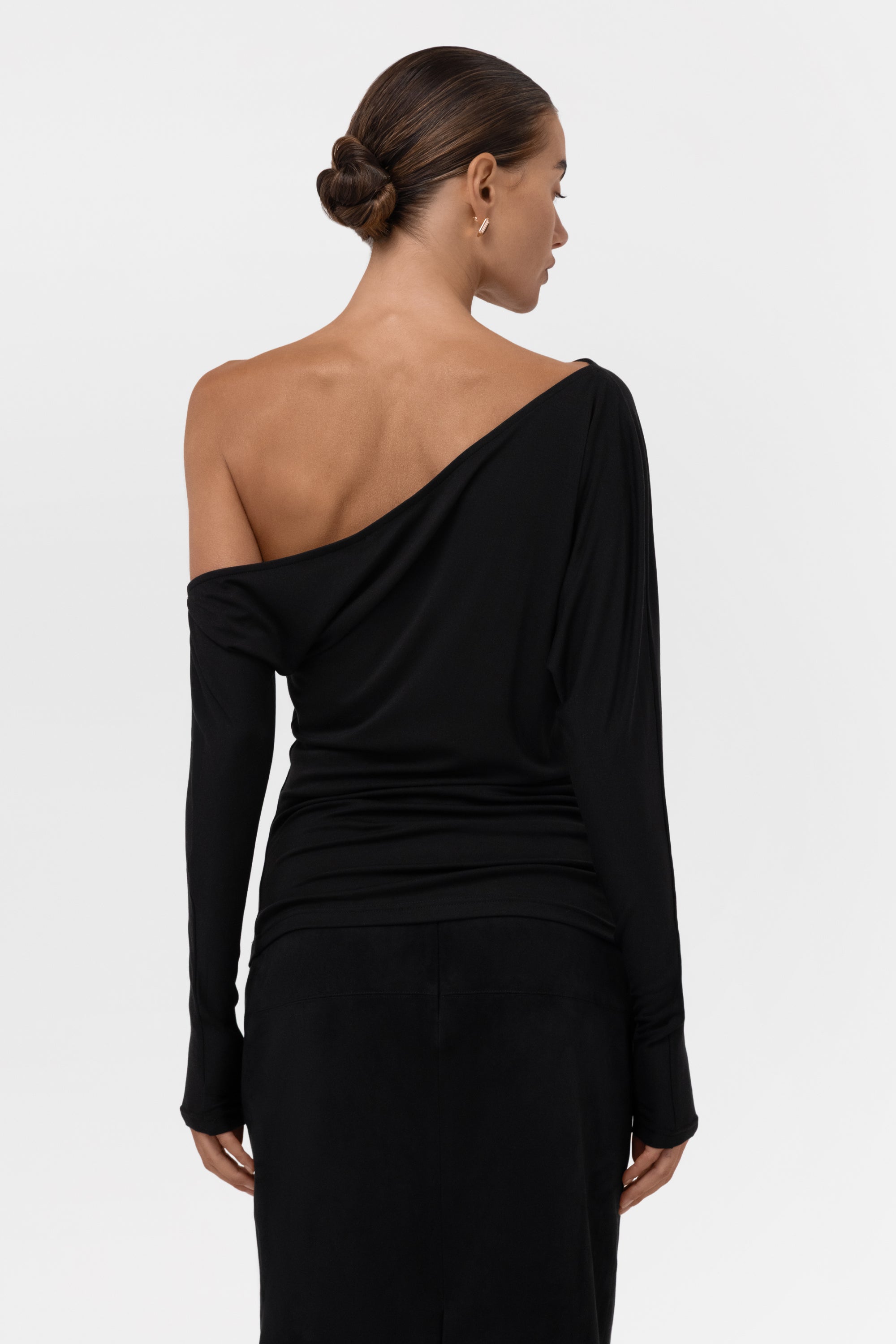 Sola Slouchy Jersey Longline Top - Black