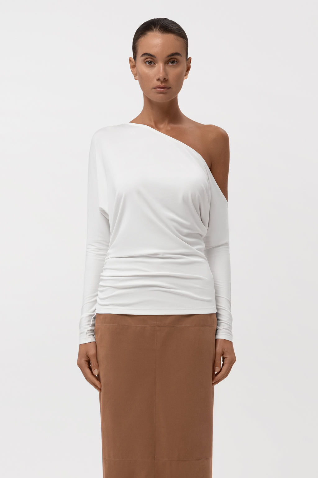 Sola Slouchy Jersey Longline Top - White
