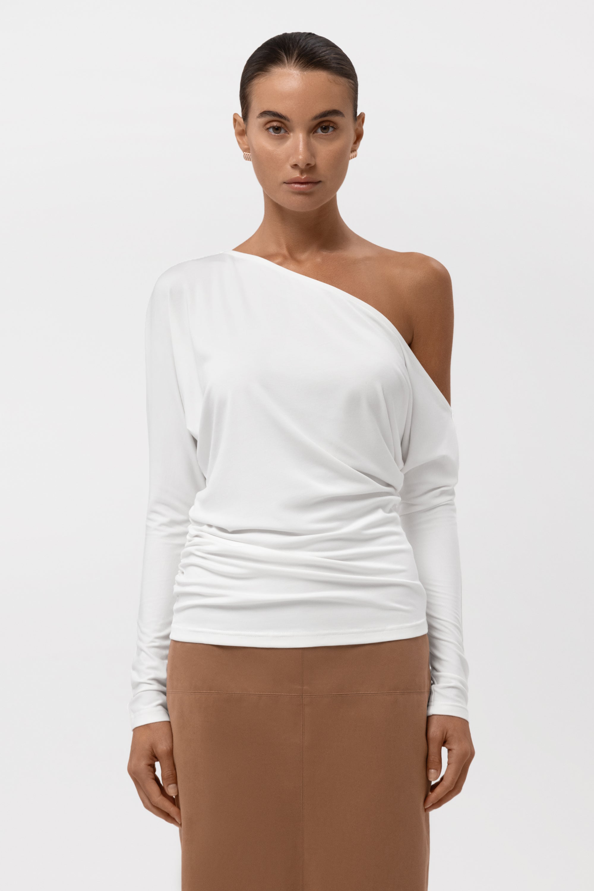 Sola Slouchy Jersey Longline Top - White