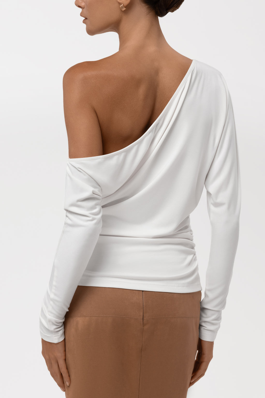 Sola Slouchy Jersey Longline Top - White