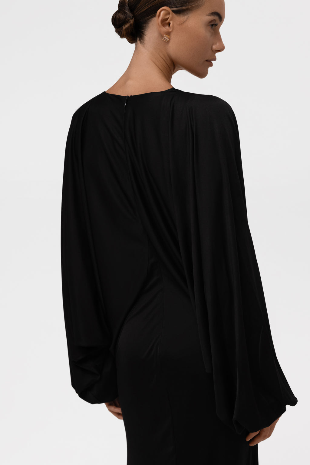 Praia Plunging Drape Gown - Black.