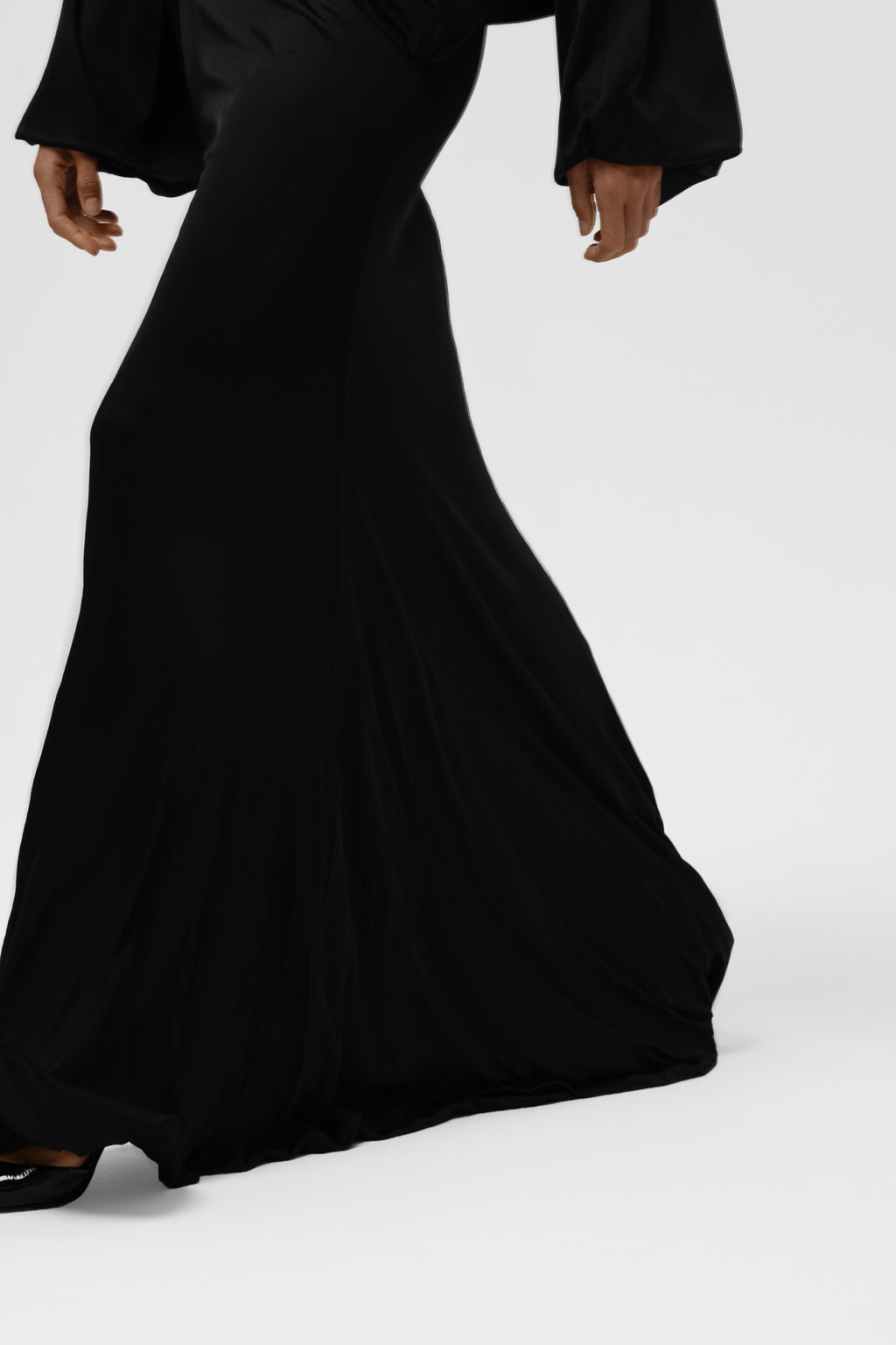 Praia Plunging Drape Gown - Black.