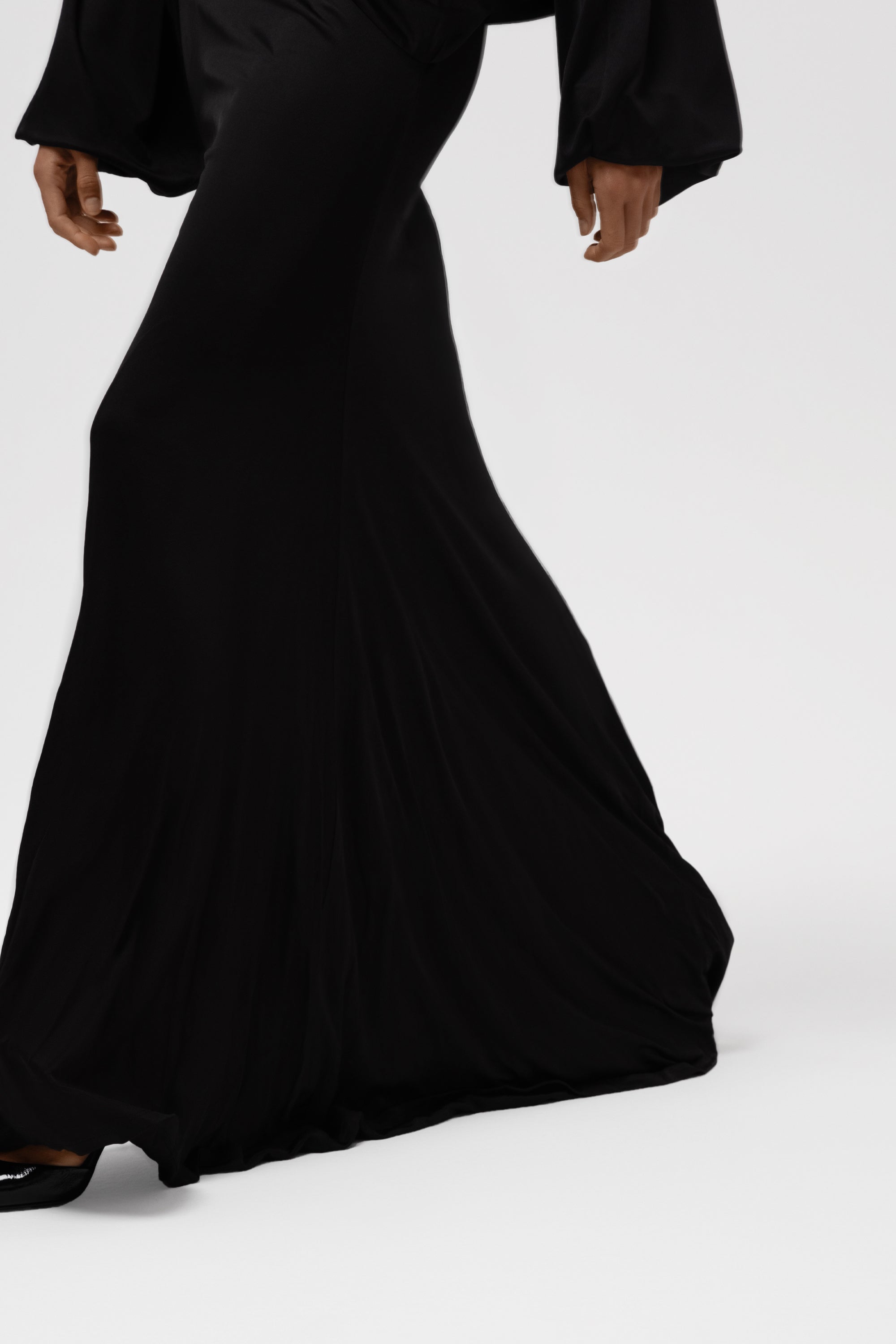 Praia Plunging Drape Gown - Black.