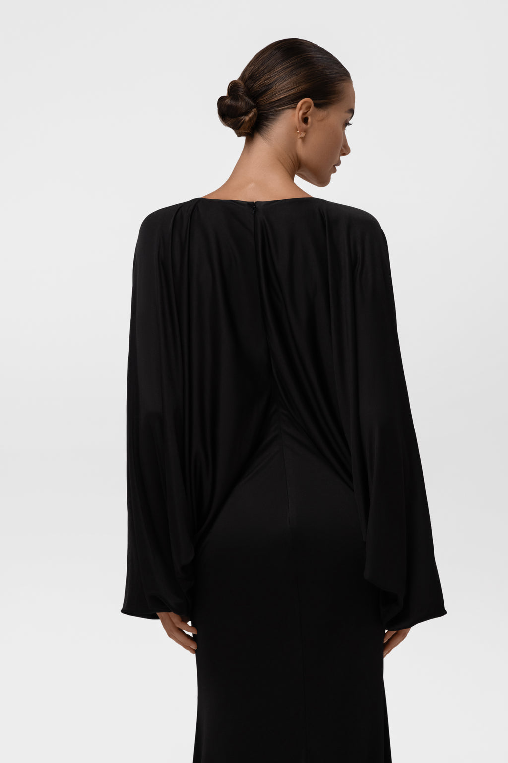Praia Plunging Drape Gown - Black.