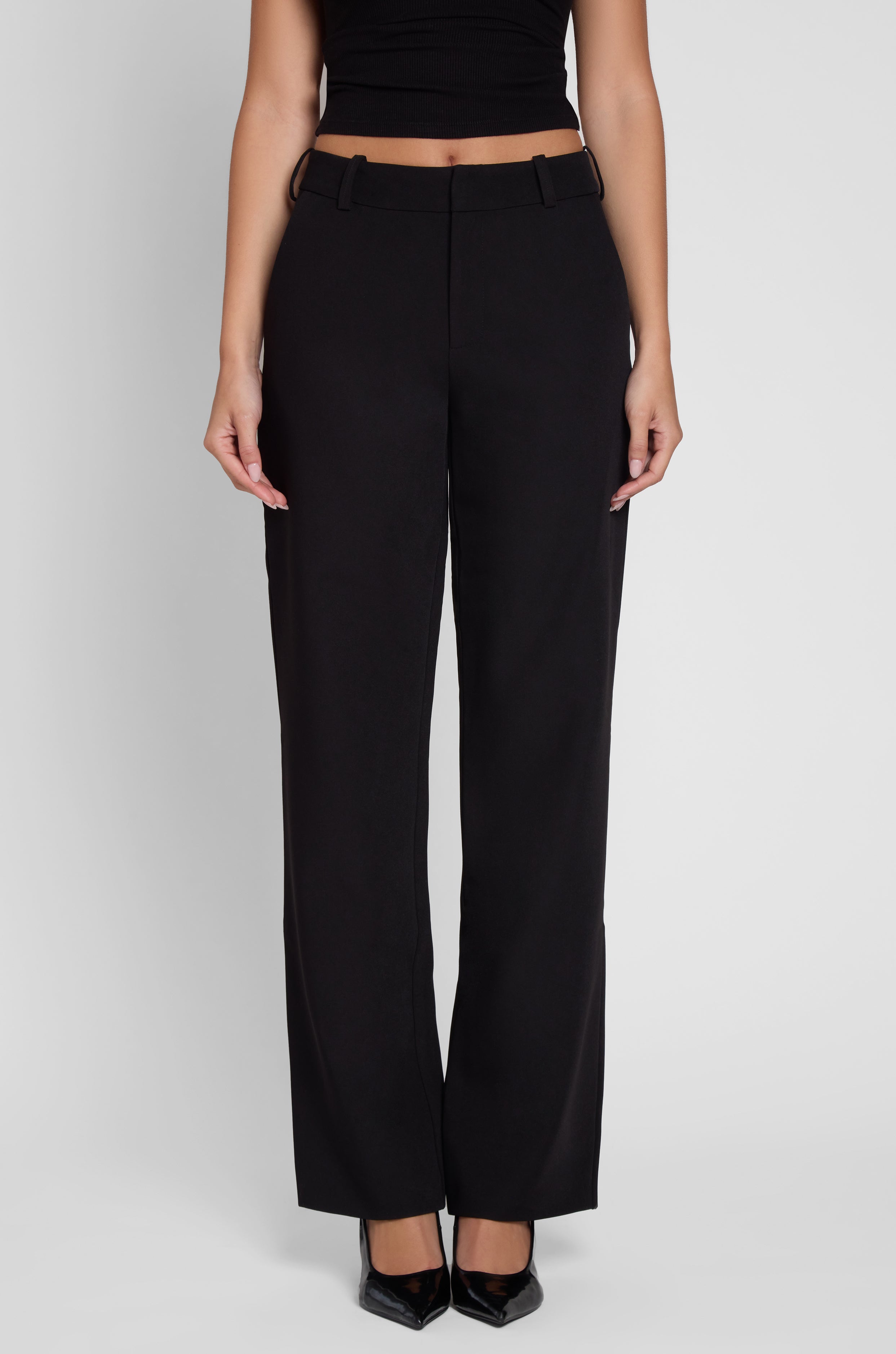 Classic Column Straight Trousers - Black