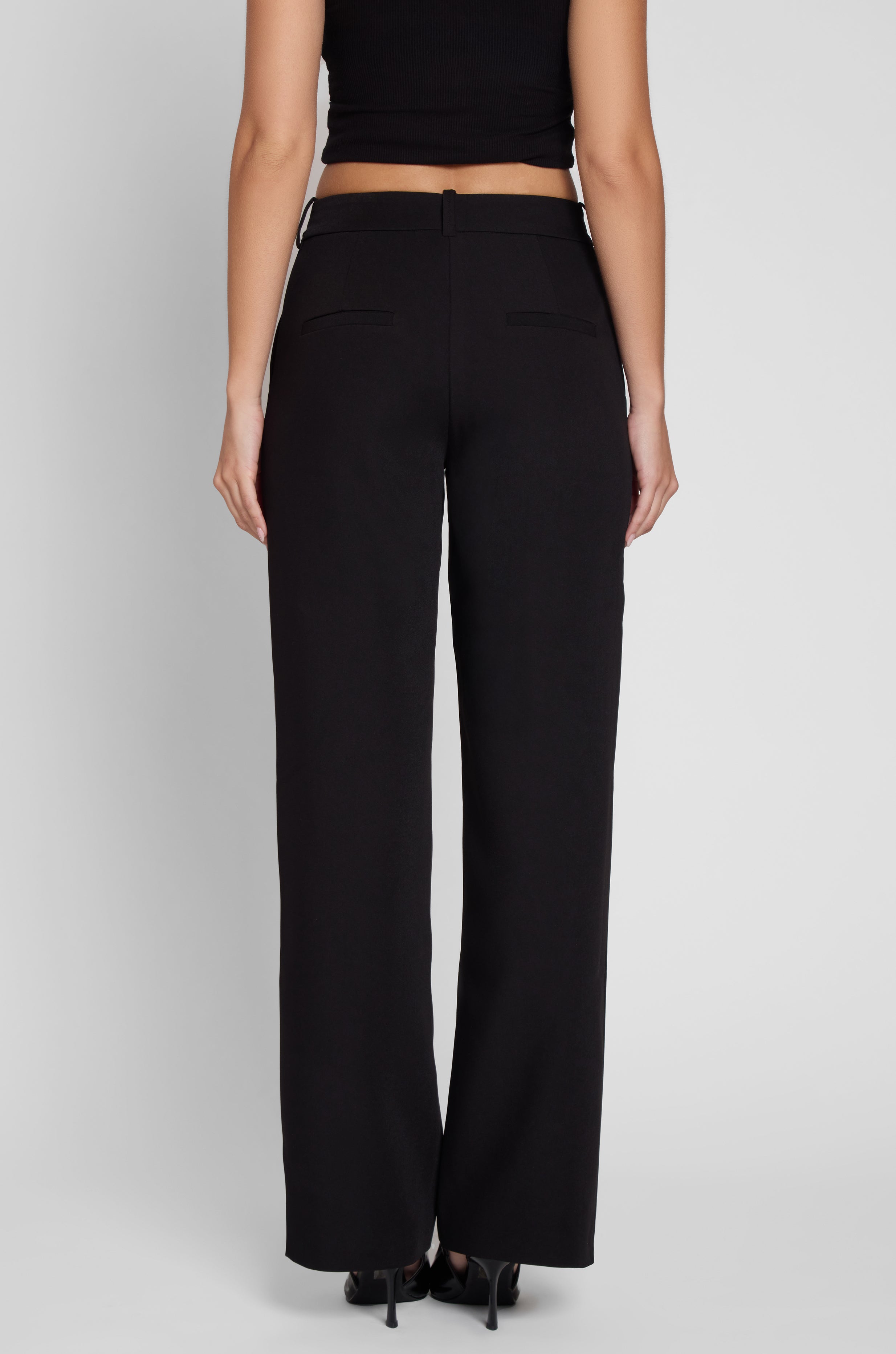 Classic Column Straight Trousers - Black