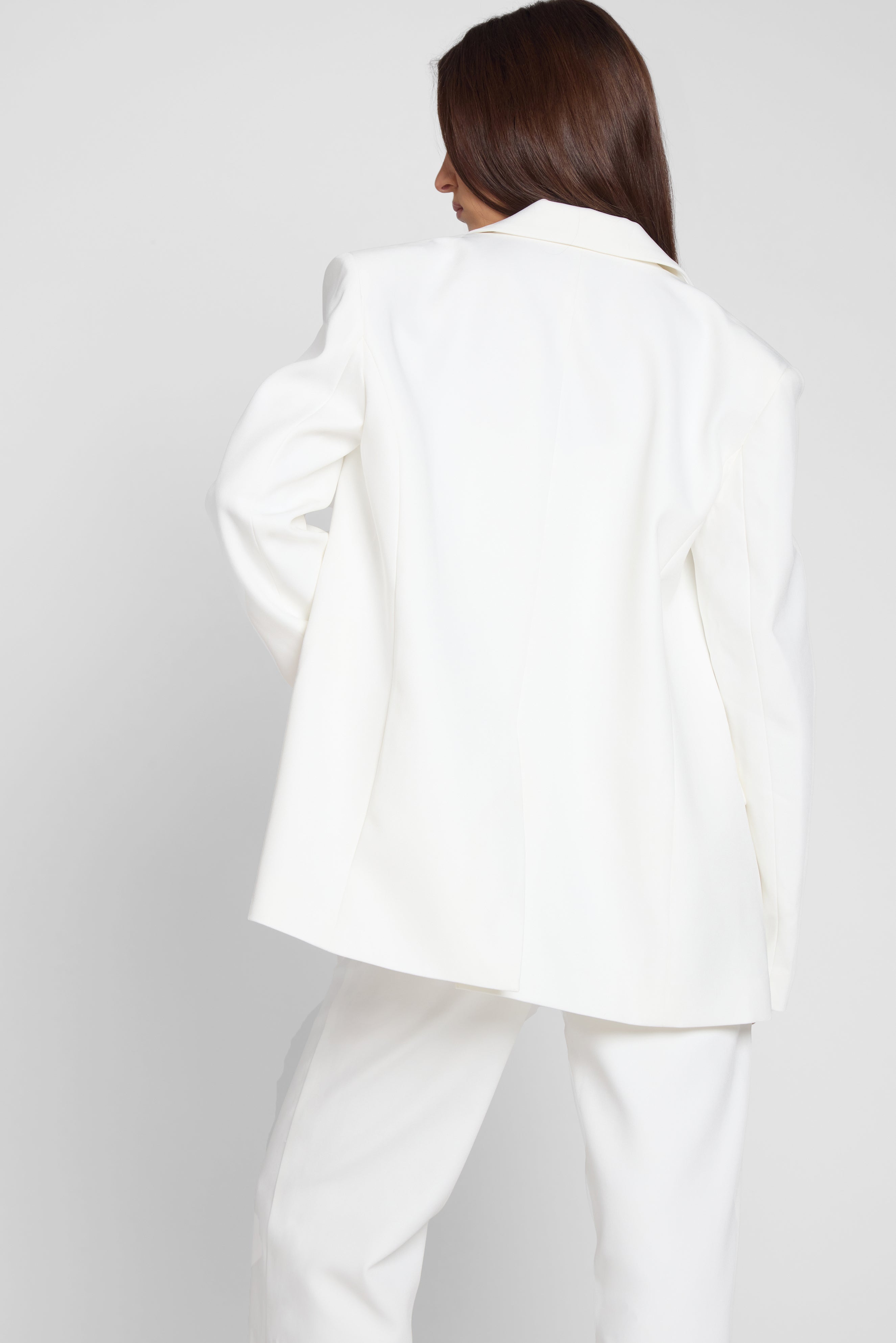 Classic Column Oversized Blazer - White
