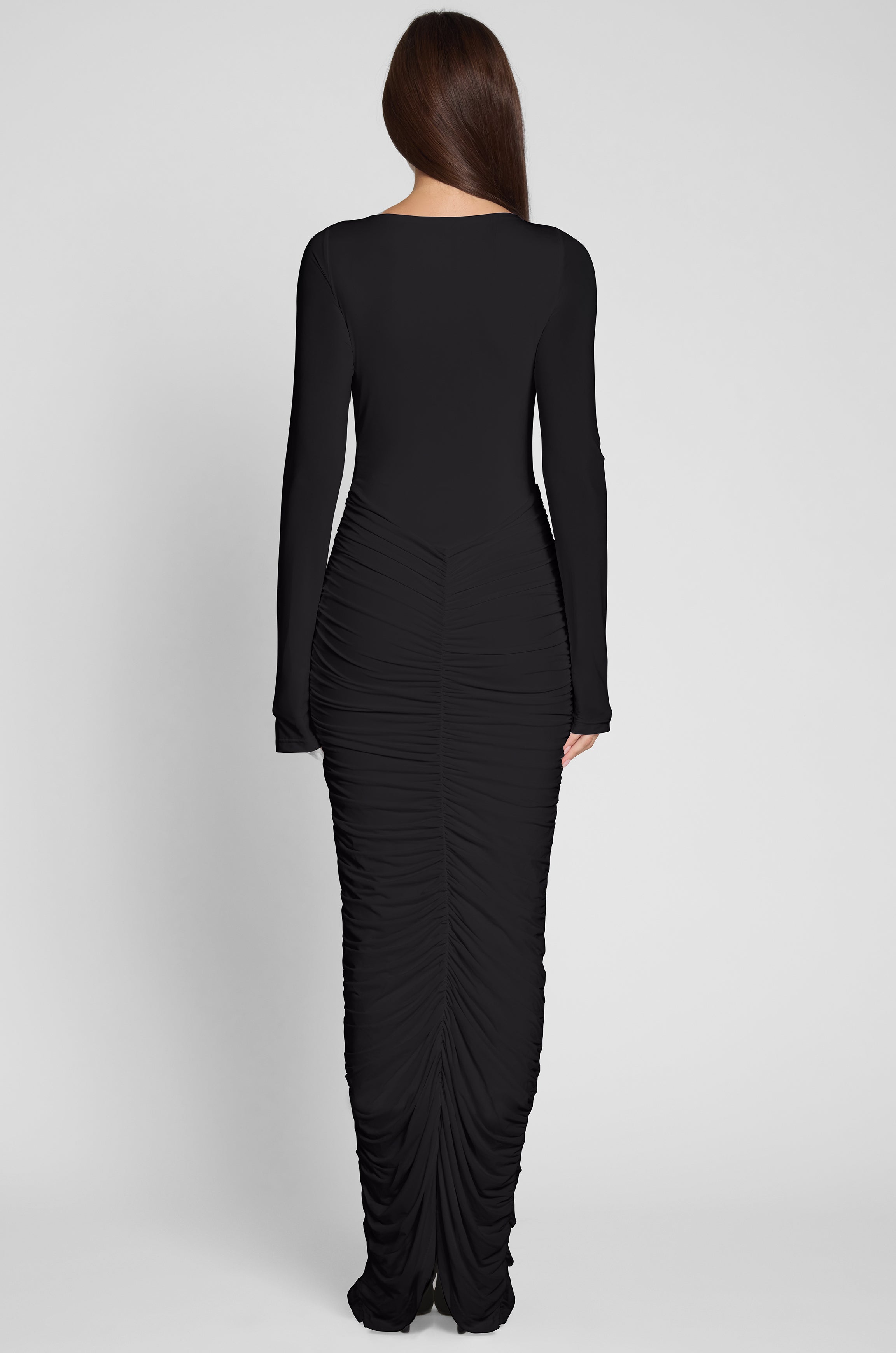 Robe longue froncée Rhea - Noir