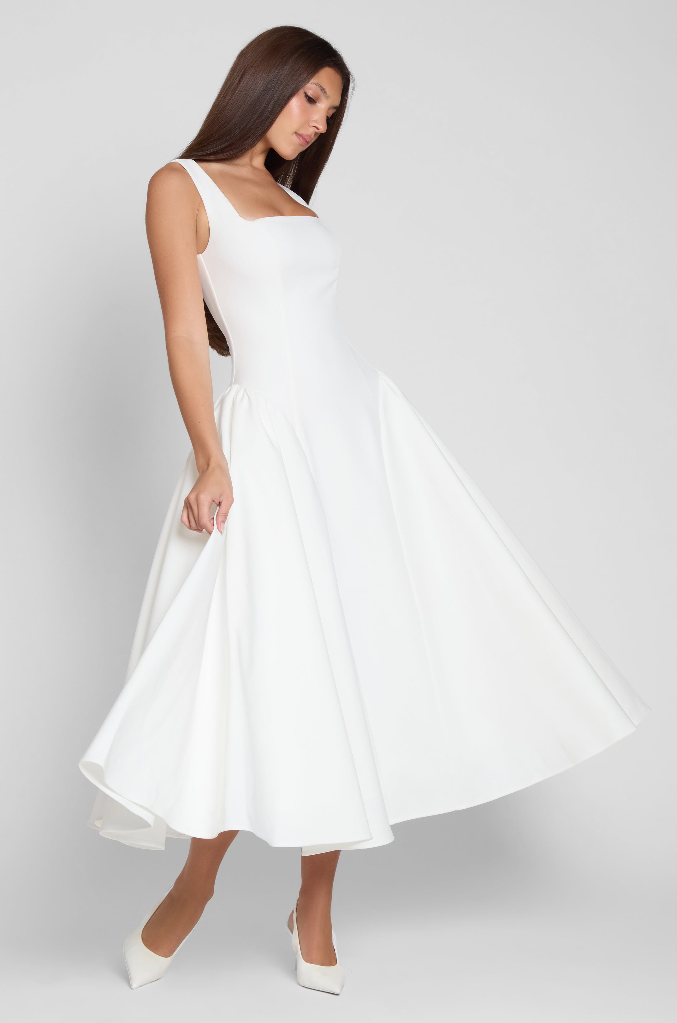 Chloe Corset Midi Dress - White