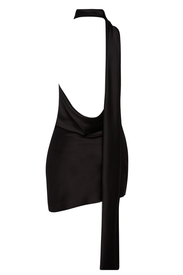 Sorelle Satin Mini Dress - Black | LEAU