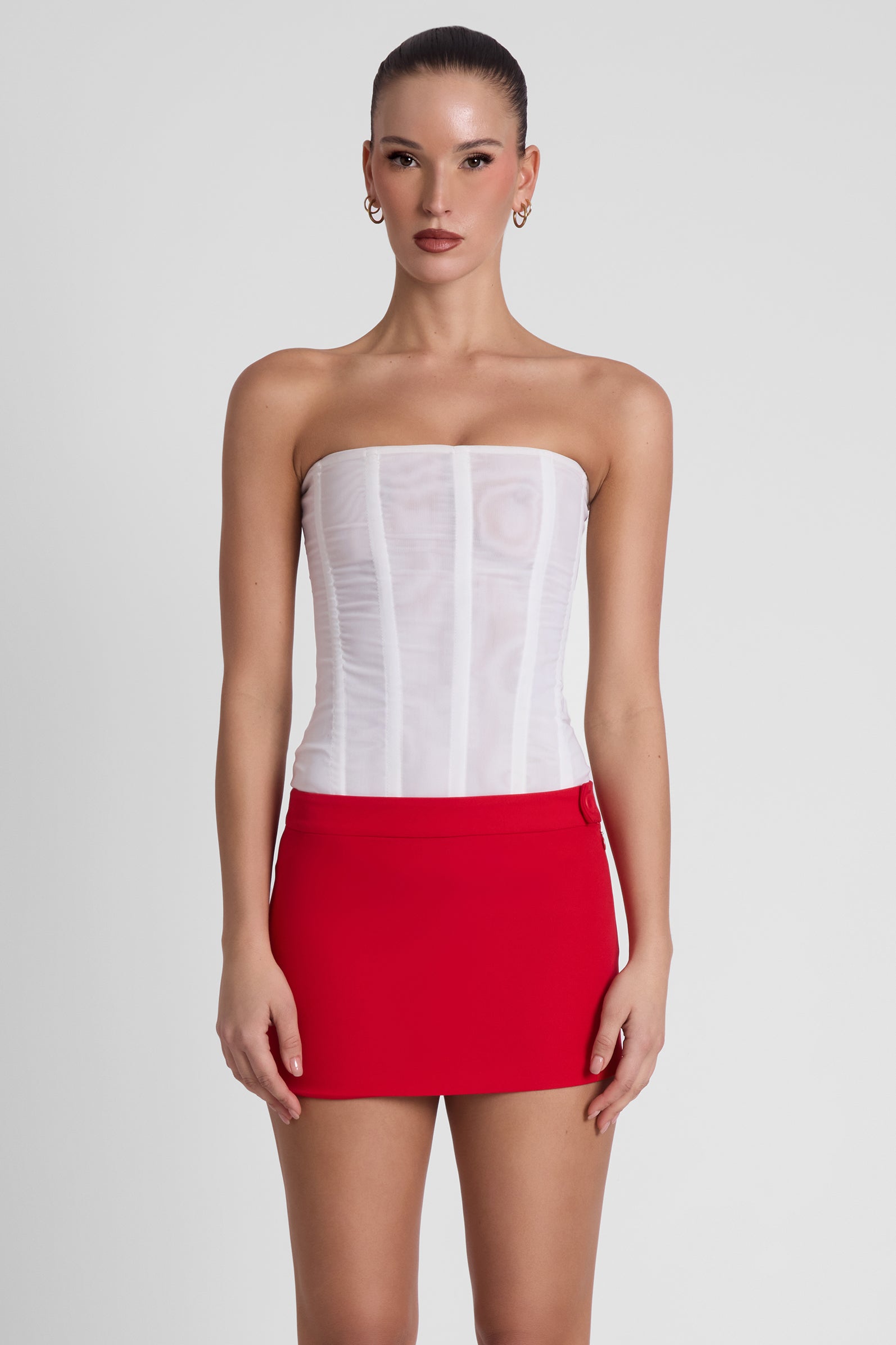 Classic Column Micro Mini Skirt - Red