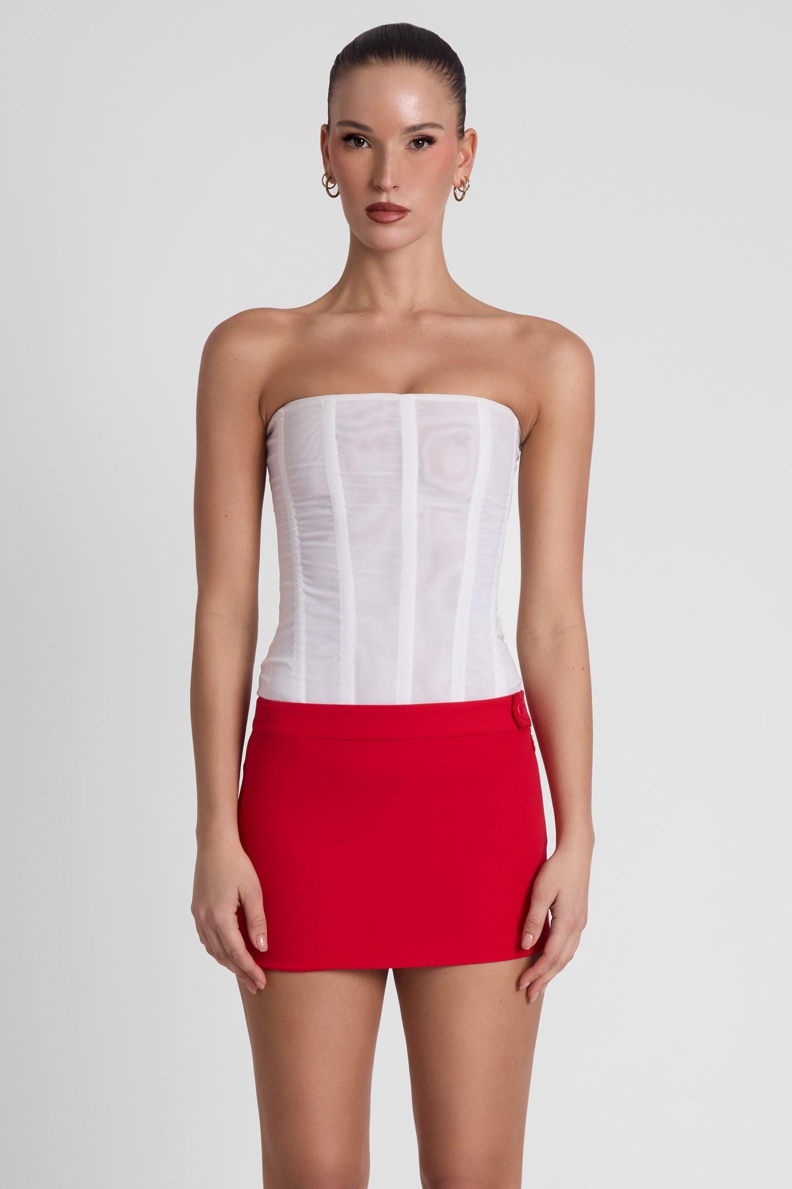 Classic Column Micro Mini Skirt - Red