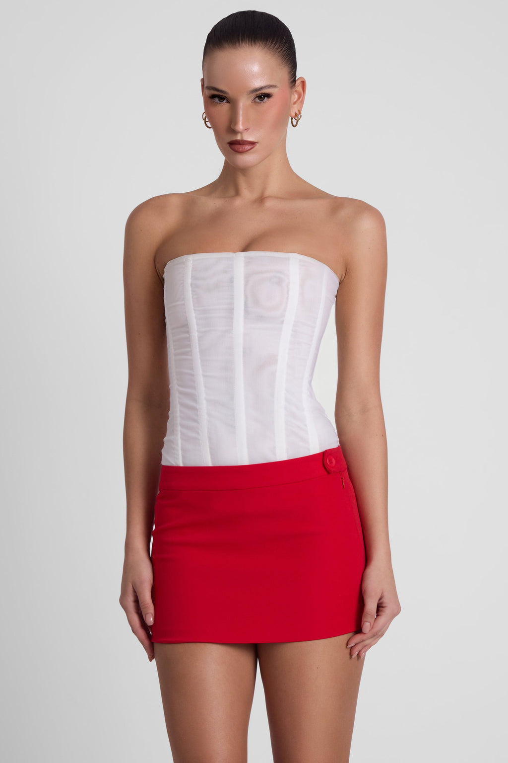 Classic Column Micro Mini Skirt - Red