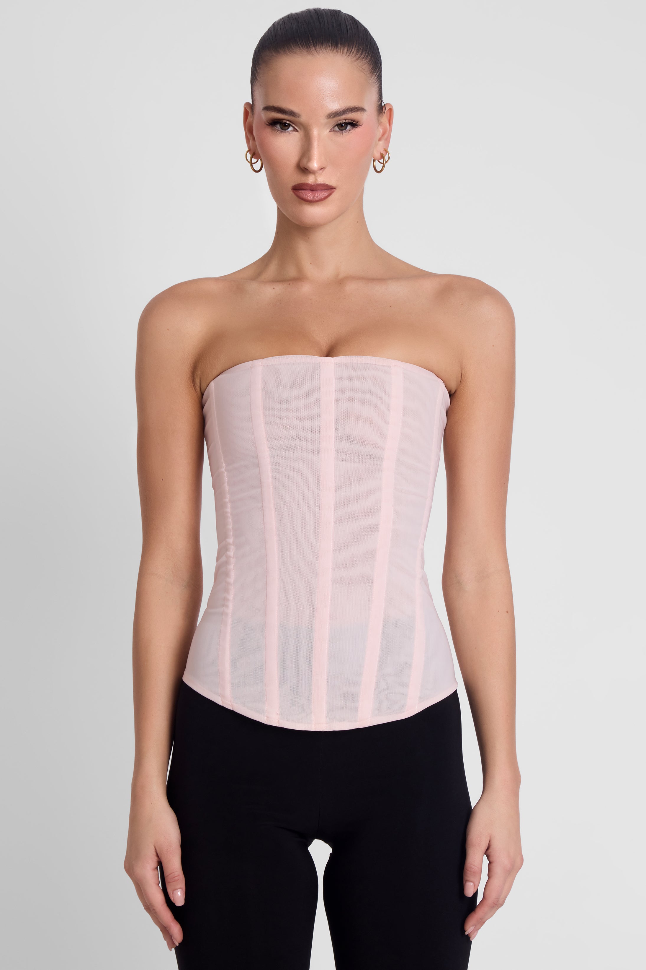 Muse Mesh Corset Top - Pink