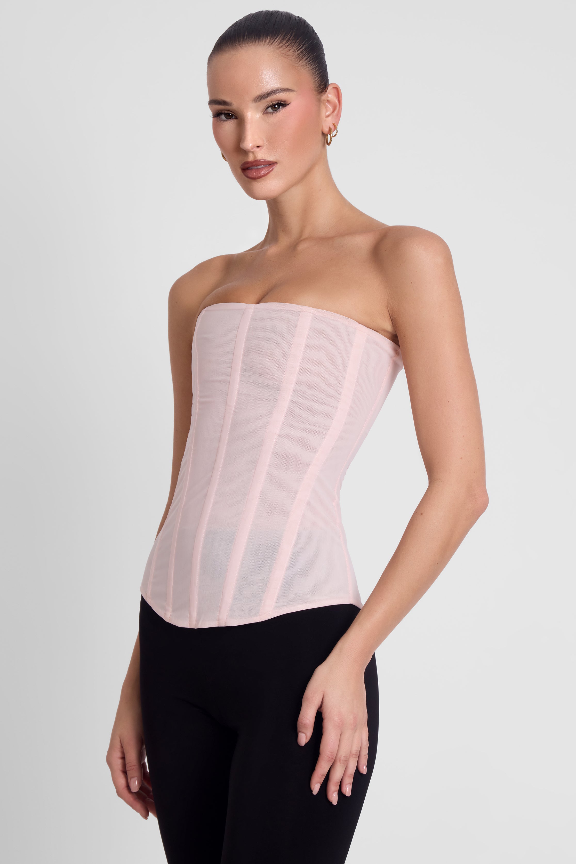 Muse Mesh Corset Top - Pink