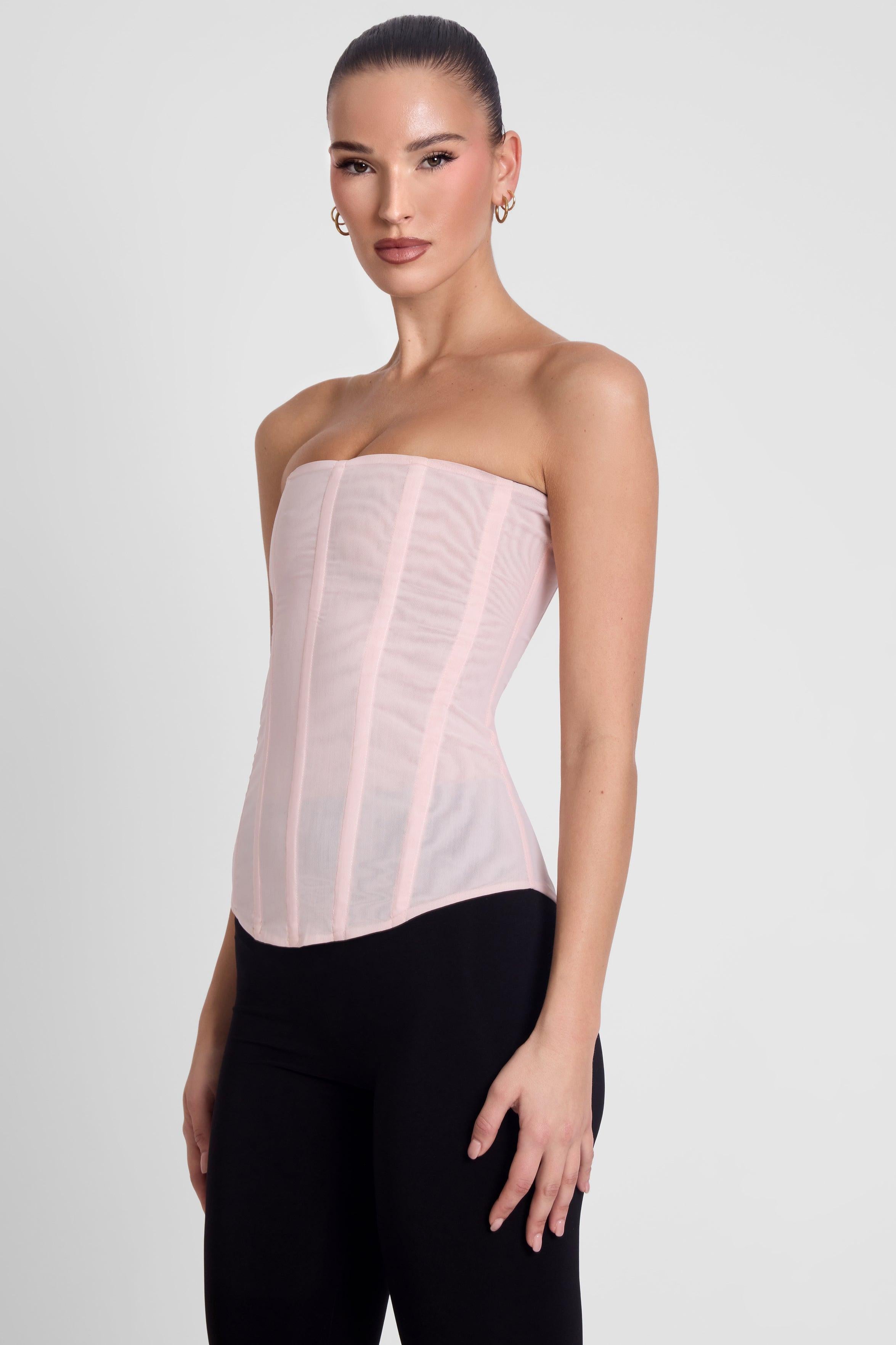 Muse Mesh Corset Top - Pink