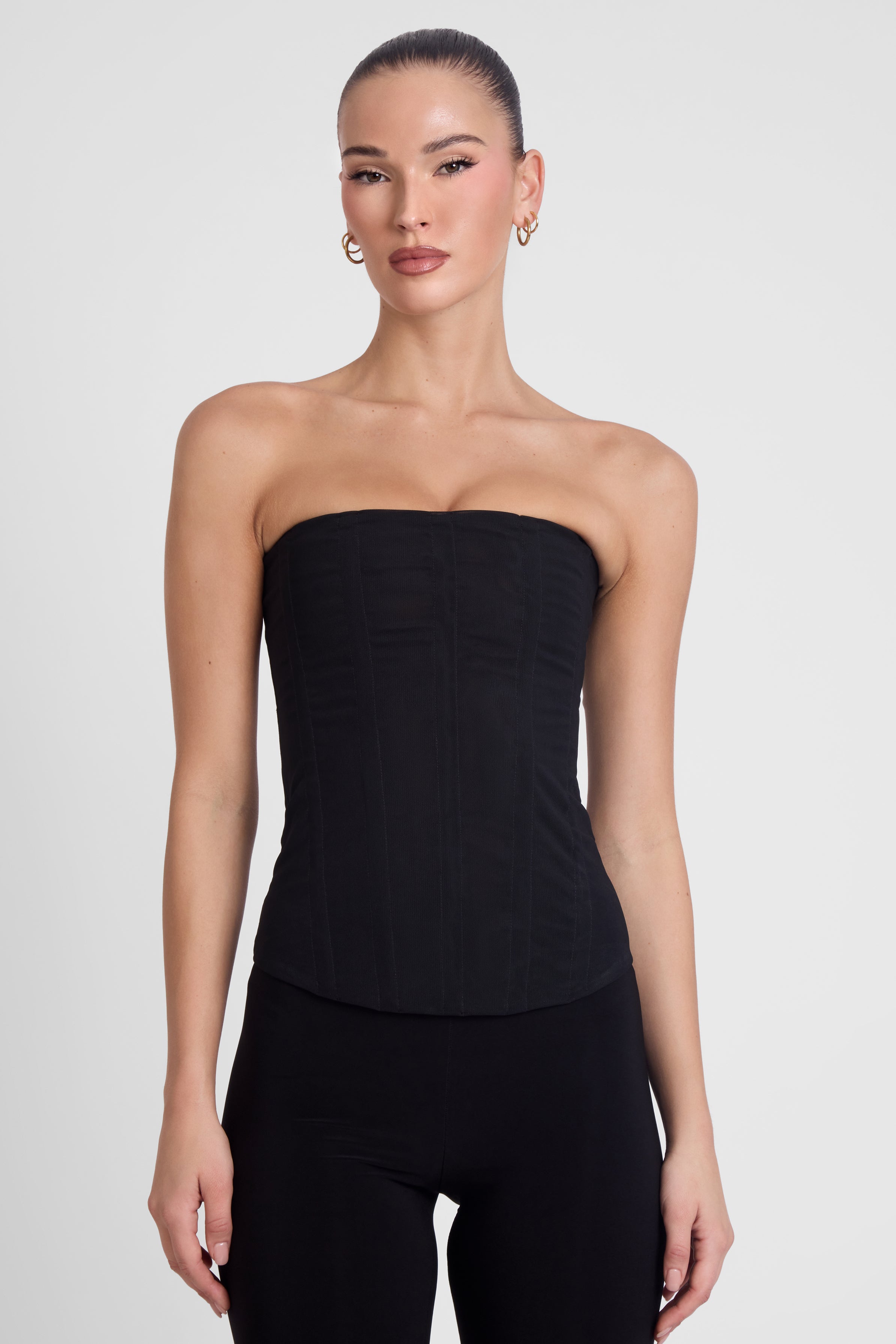 Muse Mesh Corset Top - Black