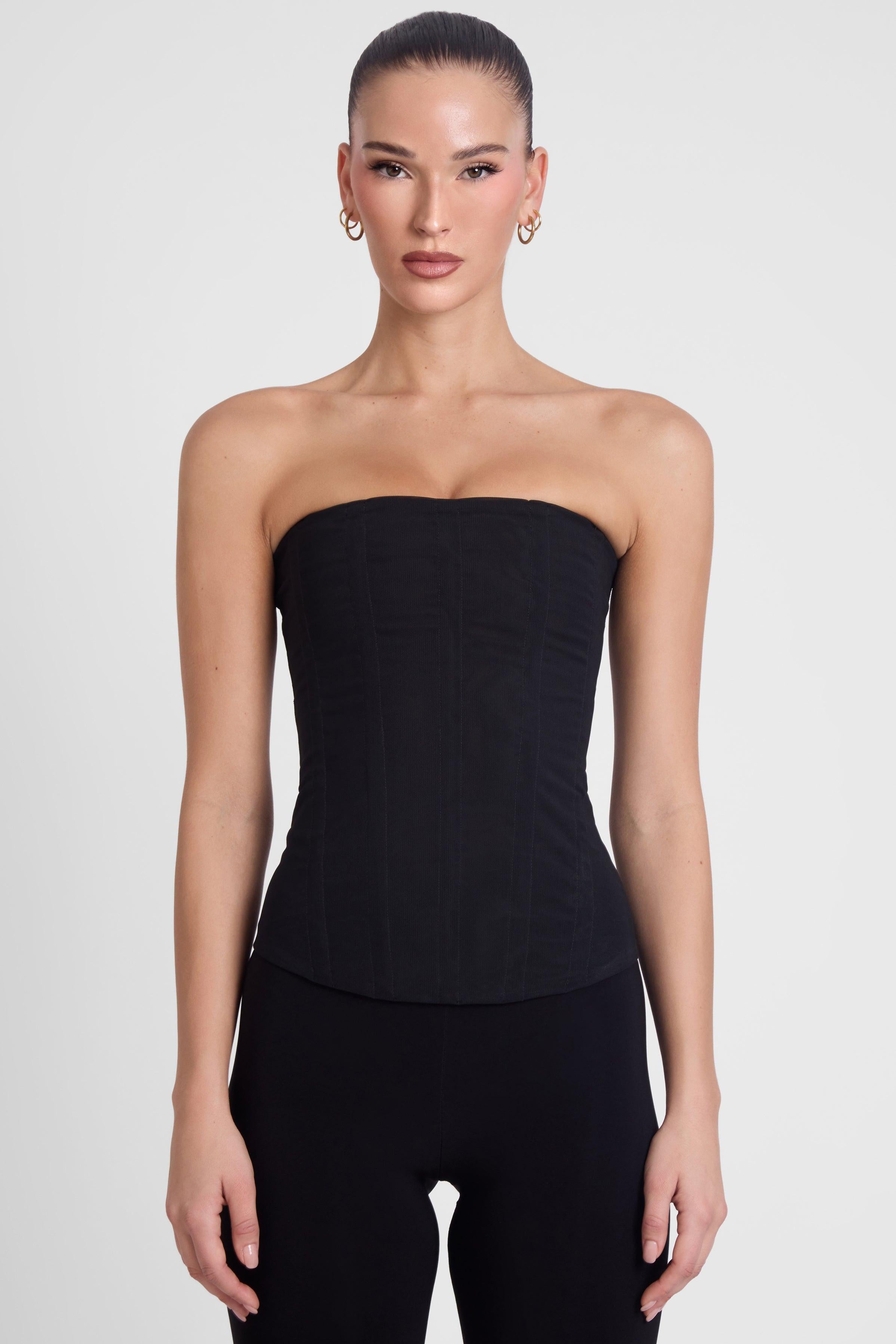 LEAU - Muse Mesh Corset Top in Black