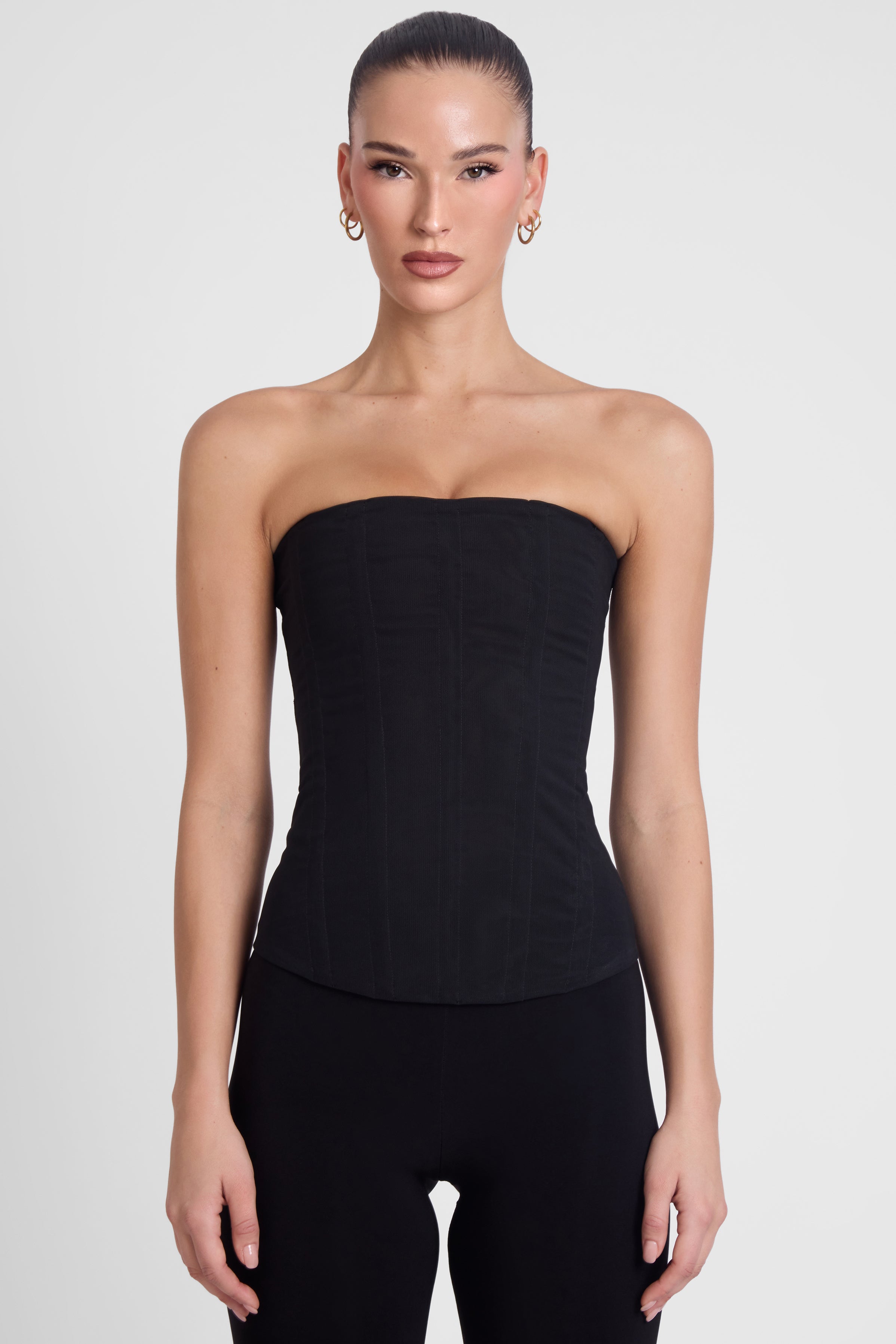 Muse Mesh Corset Top - Black