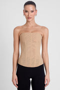 Muse Mesh Corset Top - Tan