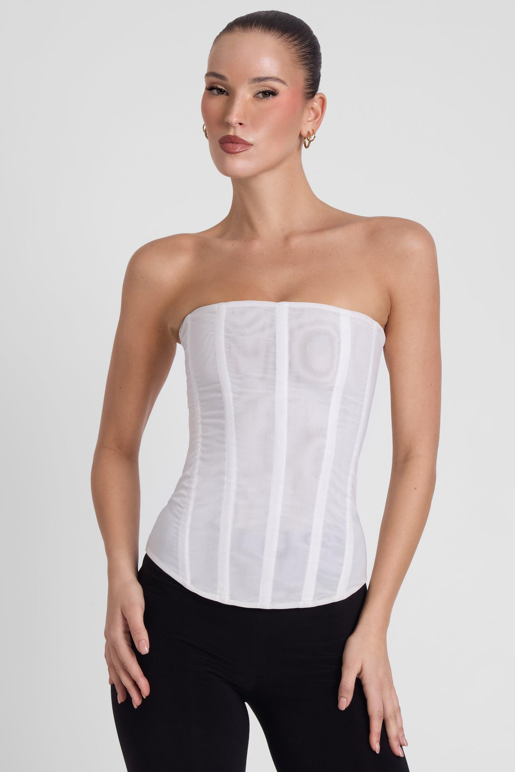 Muse Mesh Corset Top - White
