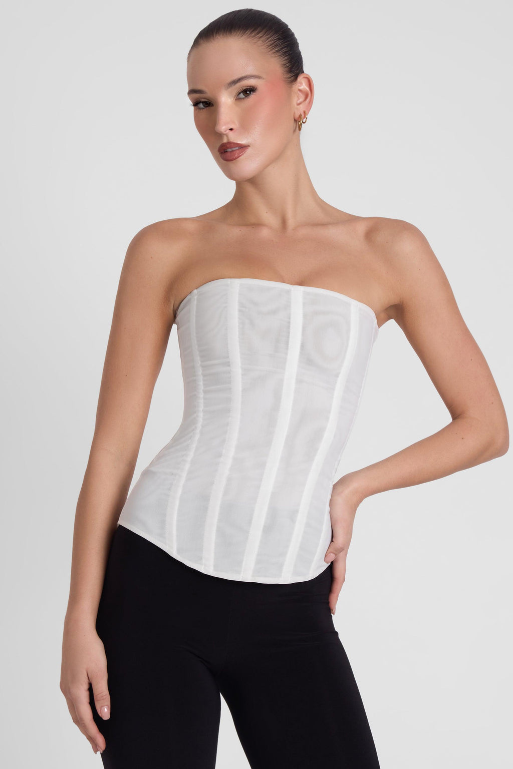 Muse Mesh Corset Top - White