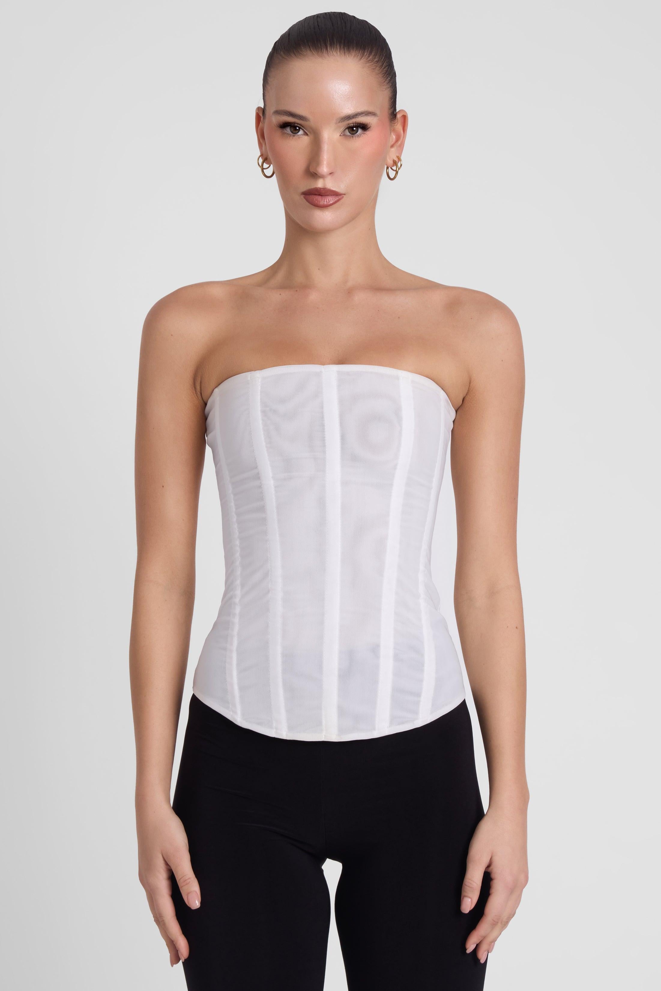 Muse Mesh Corset Top - White – LEAU