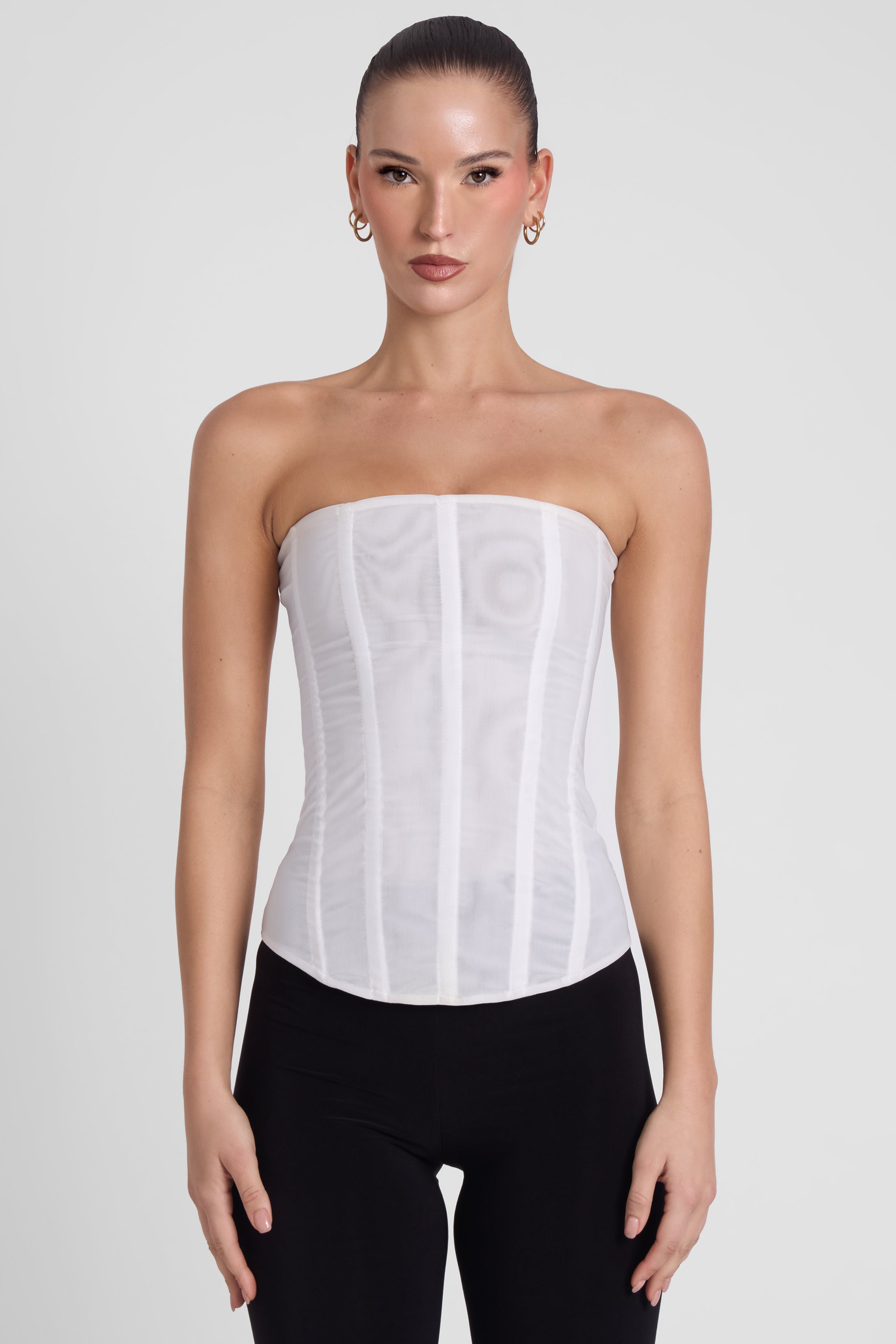 Muse Mesh Corset Top - White