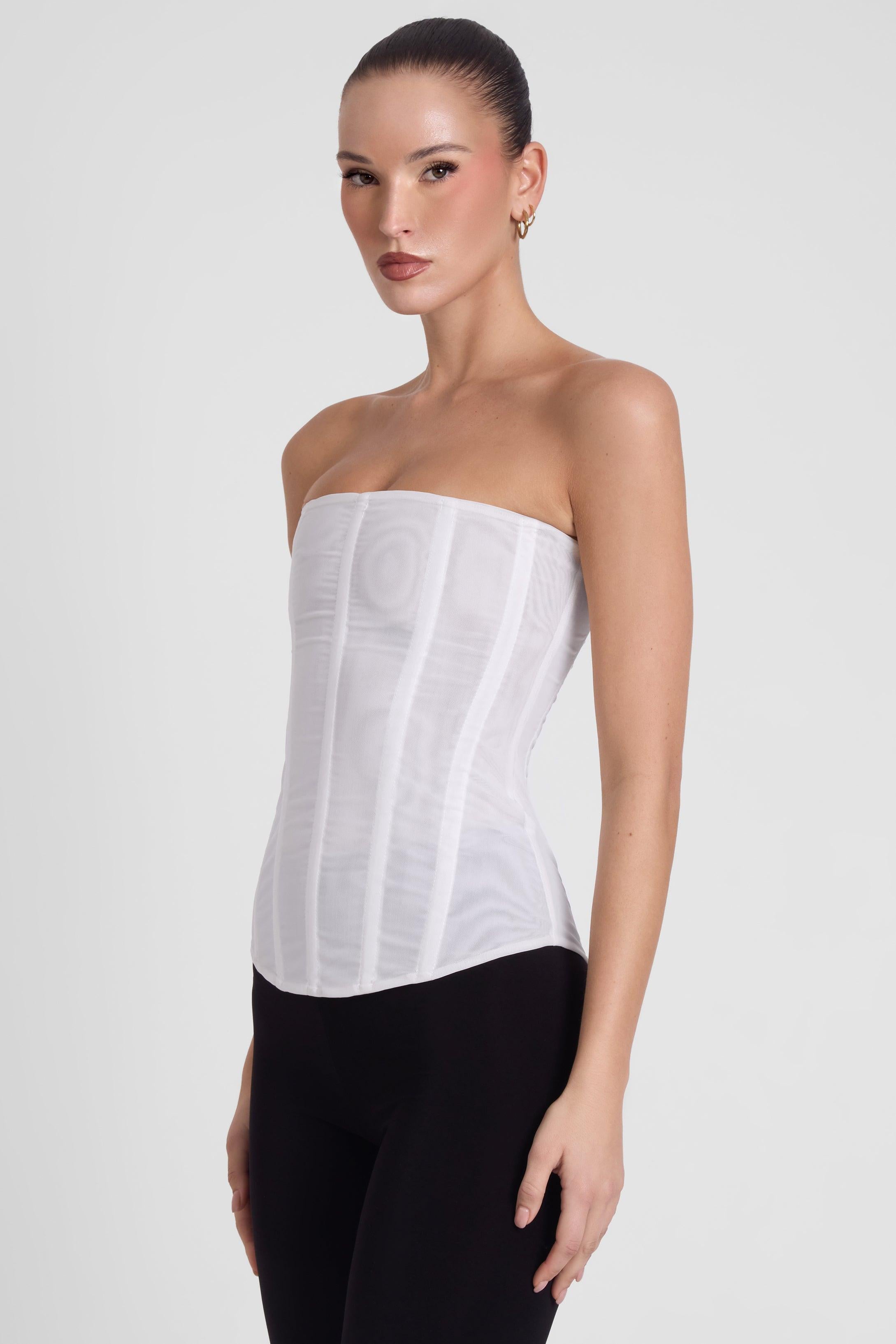LEAU - Muse Mesh Corset Top in White