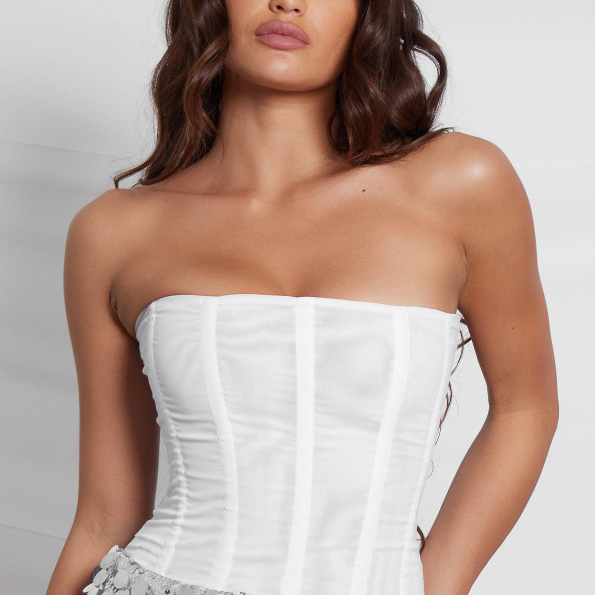 Muse Mesh Corset Top White - Main Image
