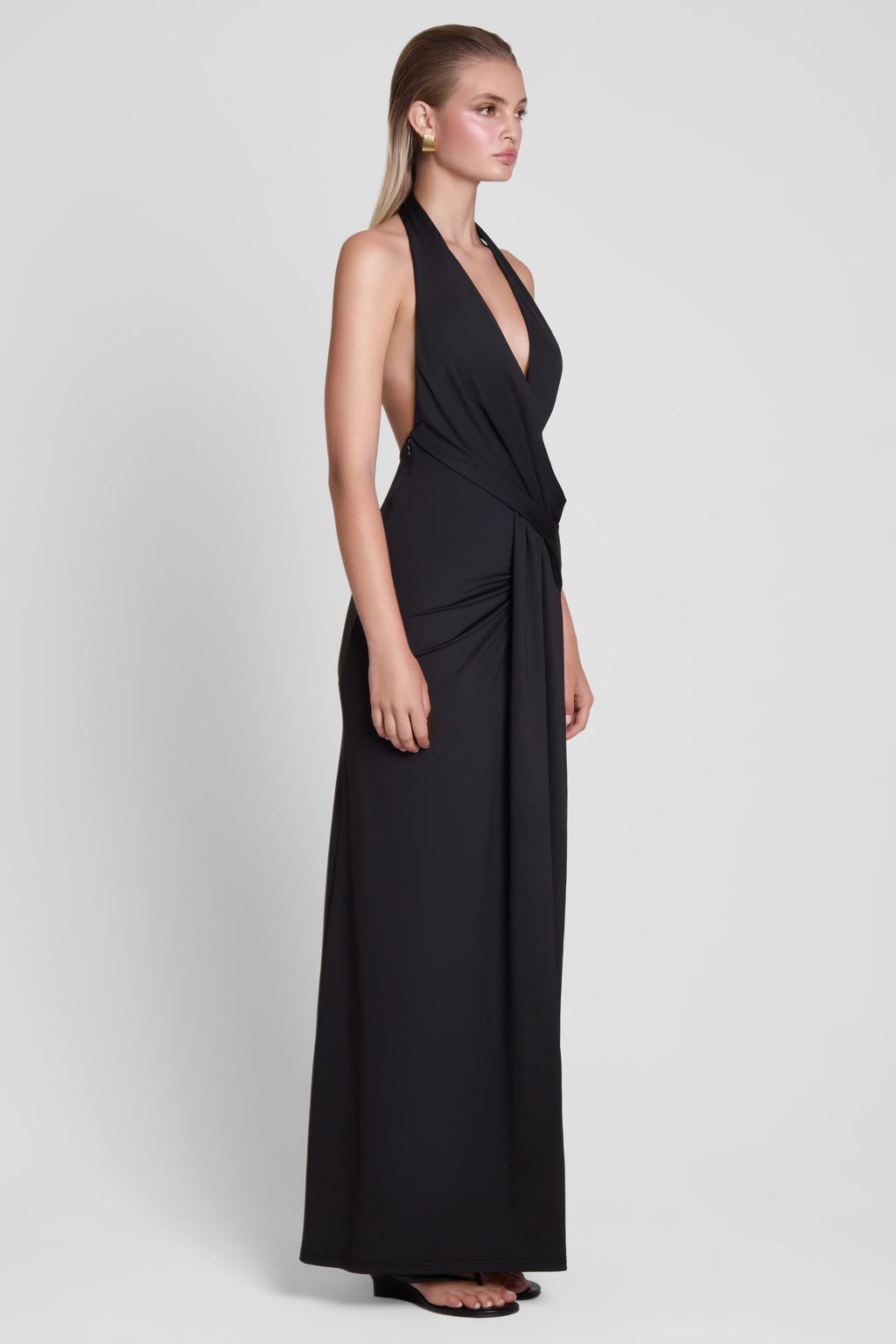 Palermo Plunge Drape Maxi Dress - Black